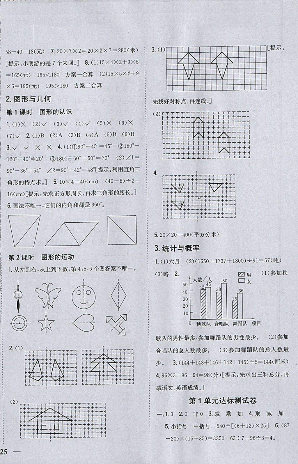 2018年全科王同步课时练习四年级数学下册人教版 参考答案第10页