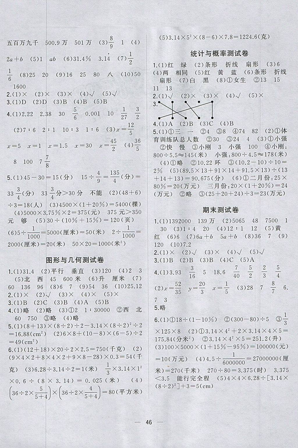 2018年課課優(yōu)課堂小作業(yè)六年級(jí)數(shù)學(xué)下冊(cè)北師大版 參考答案第10頁(yè)