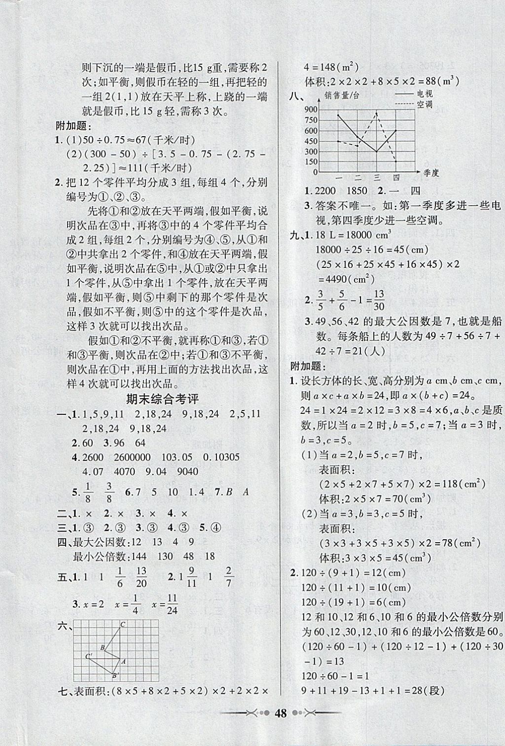 2018年英才學(xué)業(yè)評(píng)價(jià)五年級(jí)數(shù)學(xué)下冊(cè)人教版 參考答案第16頁(yè)