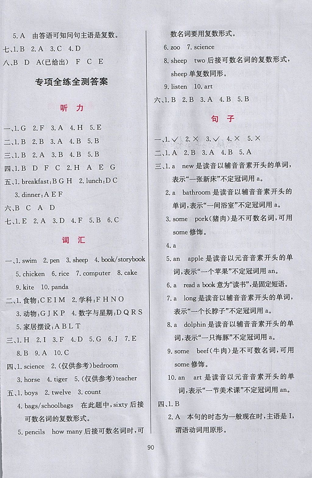 2018年小學(xué)教材全練四年級(jí)英語(yǔ)下冊(cè)人教精通版三起 參考答案第14頁(yè)