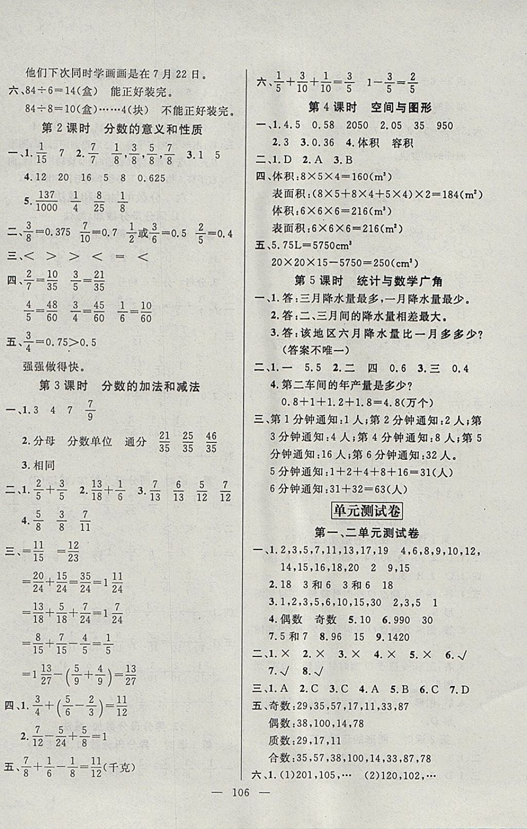 2018年百分學(xué)生作業(yè)本題練王五年級(jí)數(shù)學(xué)下冊(cè)人教版 參考答案第12頁