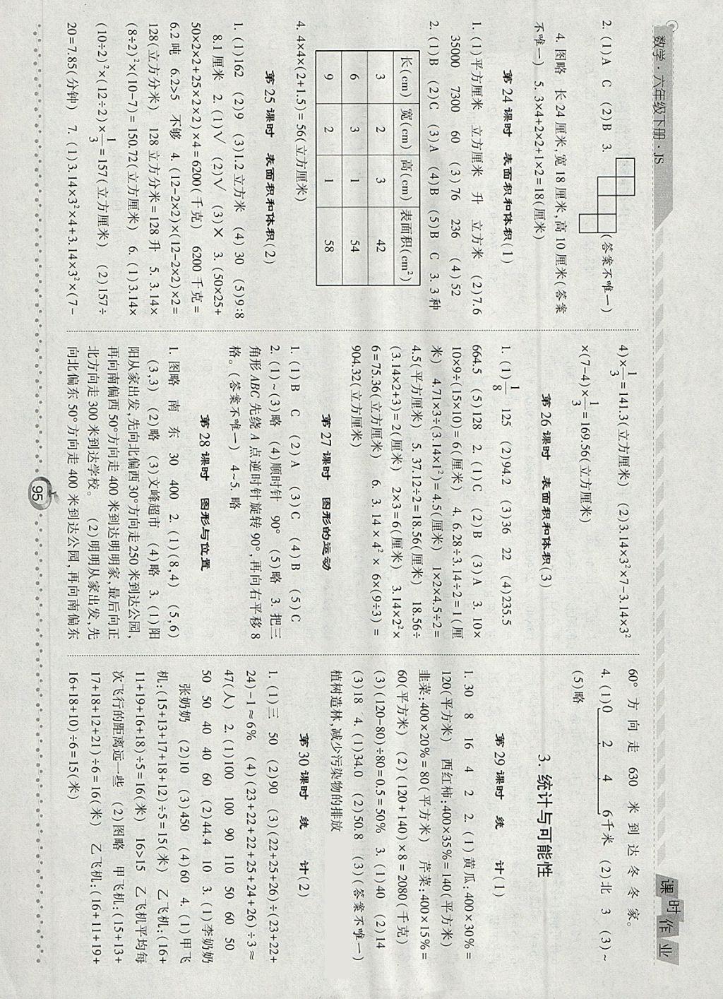 2018年經(jīng)綸學(xué)典課時作業(yè)六年級數(shù)學(xué)下冊江蘇版 參考答案第11頁