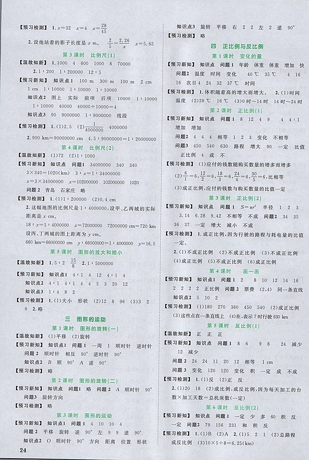 2018年陽光同學(xué)課時優(yōu)化作業(yè)六年級數(shù)學(xué)下冊北師大版 參考答案第10頁