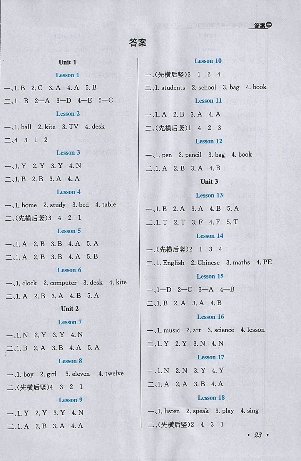 2018年小學(xué)教材全練四年級(jí)英語(yǔ)下冊(cè)人教精通版三起 參考答案第21頁(yè)