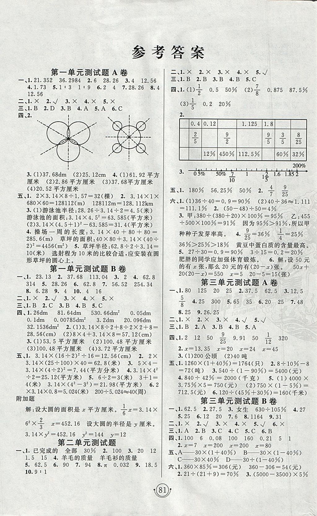 2018年海淀單元測(cè)試AB卷五年級(jí)數(shù)學(xué)下冊(cè)青島版五四制 參考答案第1頁(yè)