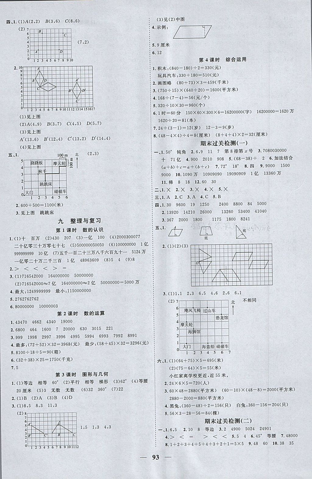 2018年陽光同學(xué)課時優(yōu)化作業(yè)四年級數(shù)學(xué)下冊蘇教版 參考答案第9頁