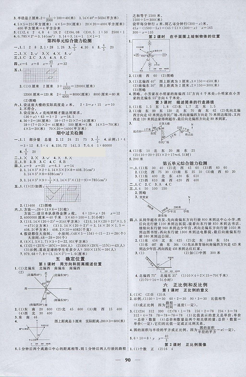 2018年阳光同学课时优化作业六年级数学下册苏教版 参考答案第4页