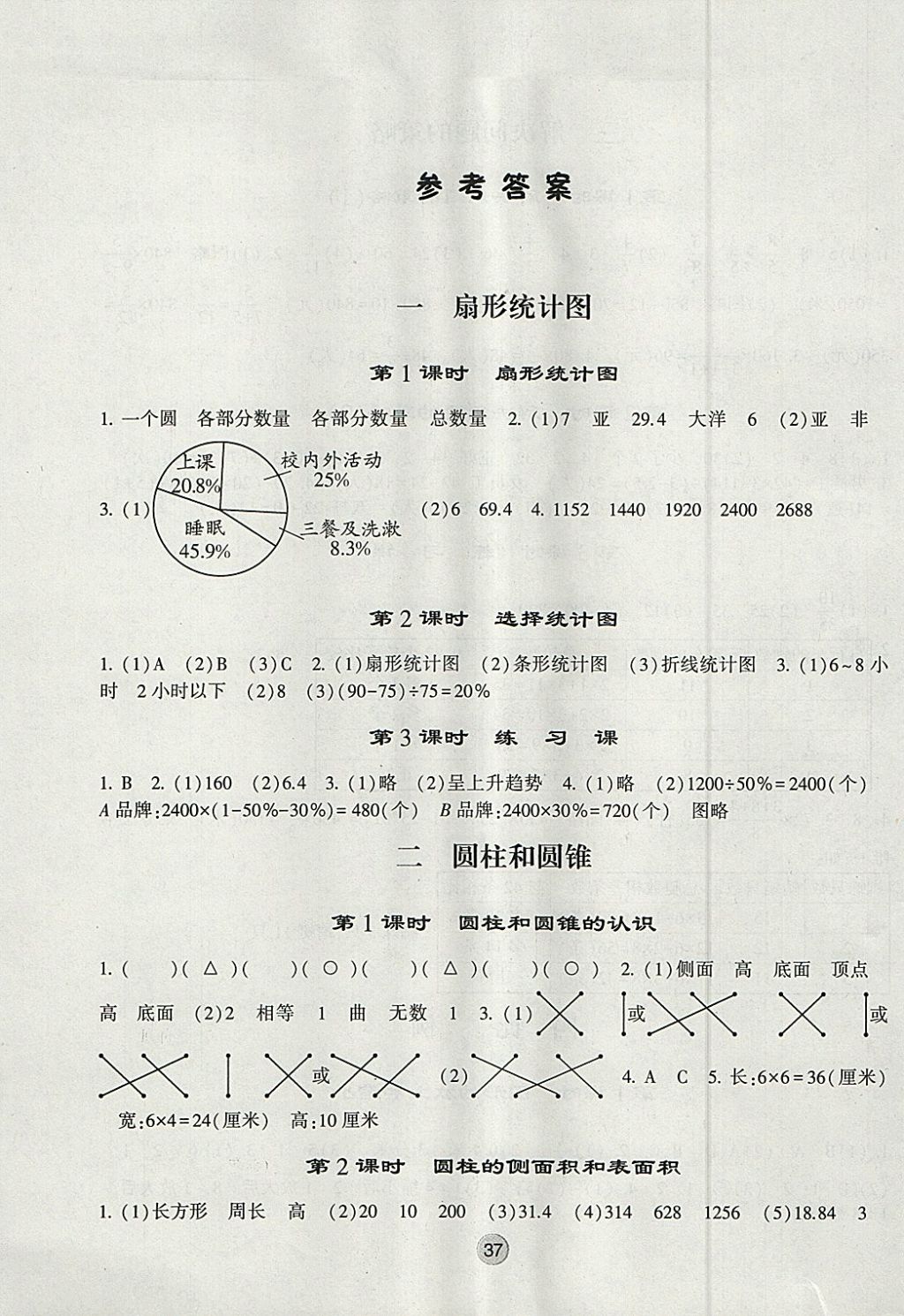 2018年經(jīng)綸學(xué)典棒棒堂六年級(jí)數(shù)學(xué)下冊江蘇版 參考答案第1頁