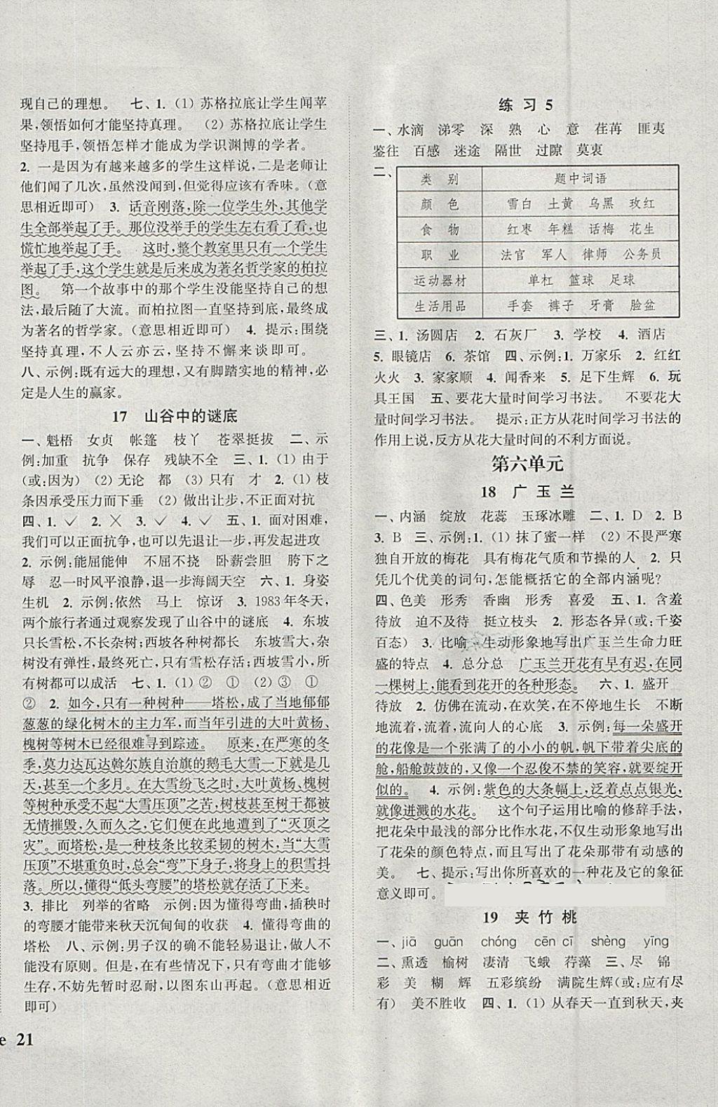 2018年通城學(xué)典課時新體驗六年級語文下冊蘇教版 參考答案第6頁