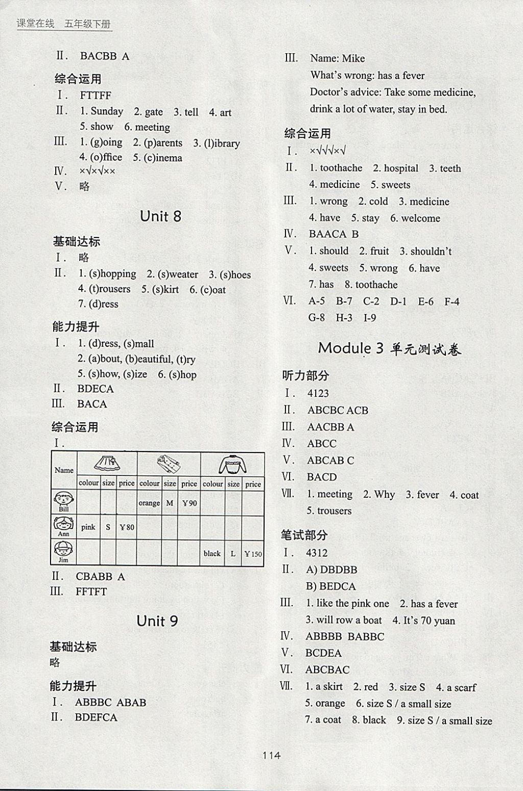 2018年課堂在線五年級(jí)英語下冊(cè)滬教版 參考答案第4頁