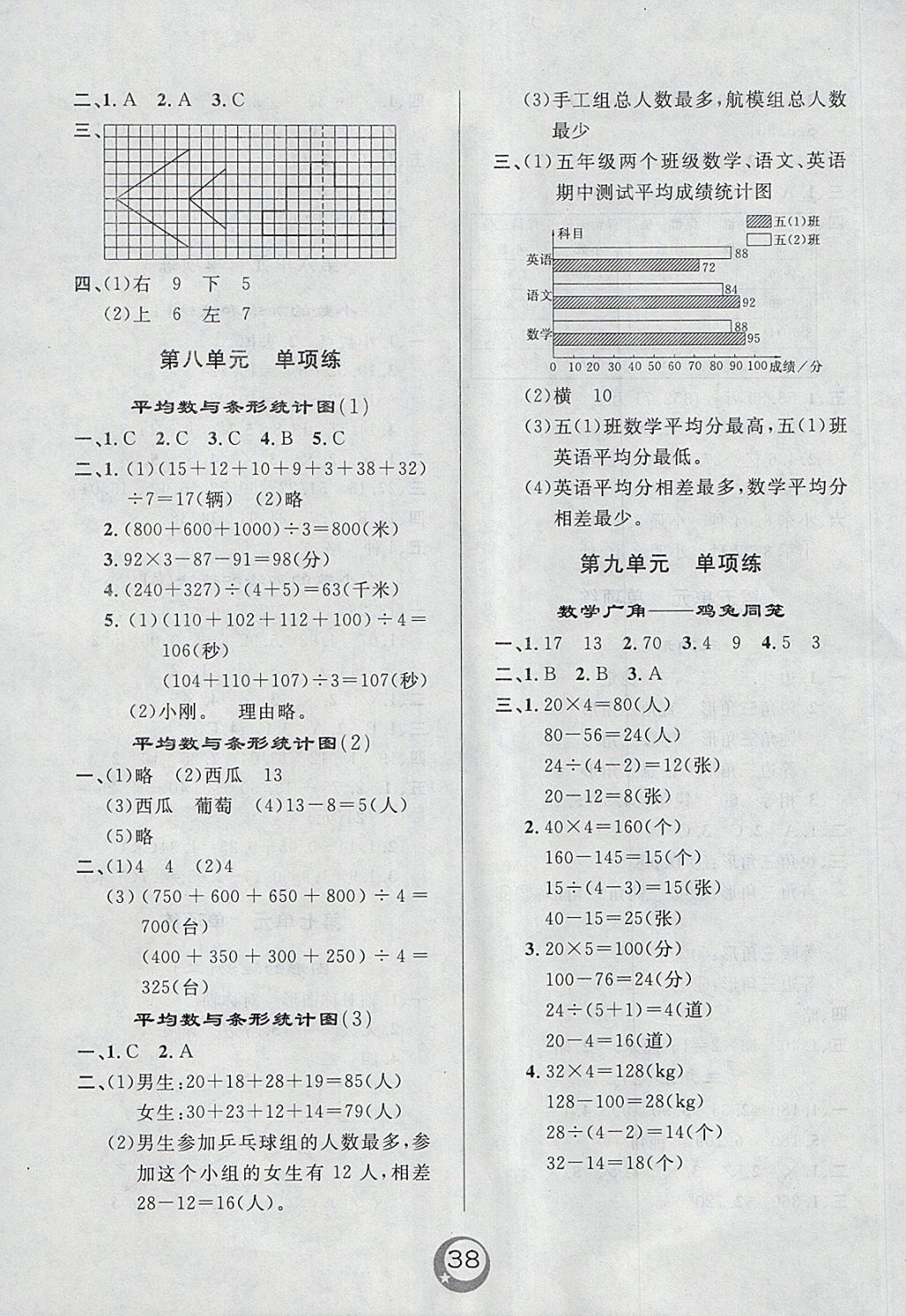 2018年悅然好學生單元練四年級數(shù)學下冊人教版 參考答案第4頁