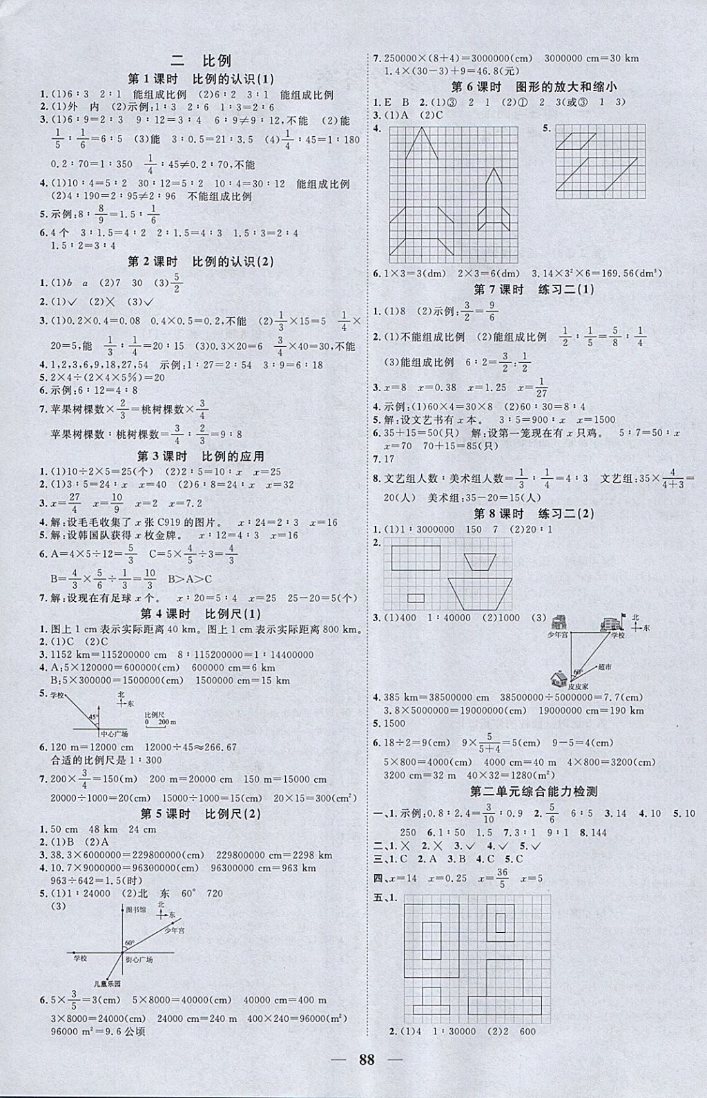 2018年阳光同学课时优化作业六年级数学下册北师大版 参考答案第2页