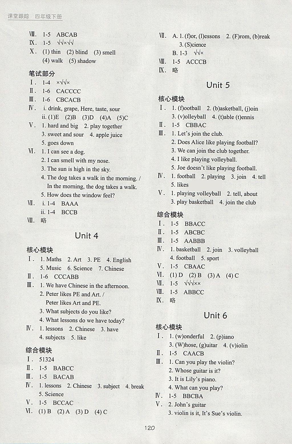 2018年深圳市小学英语课堂跟踪四年级下册沪教版 参考答案第2页