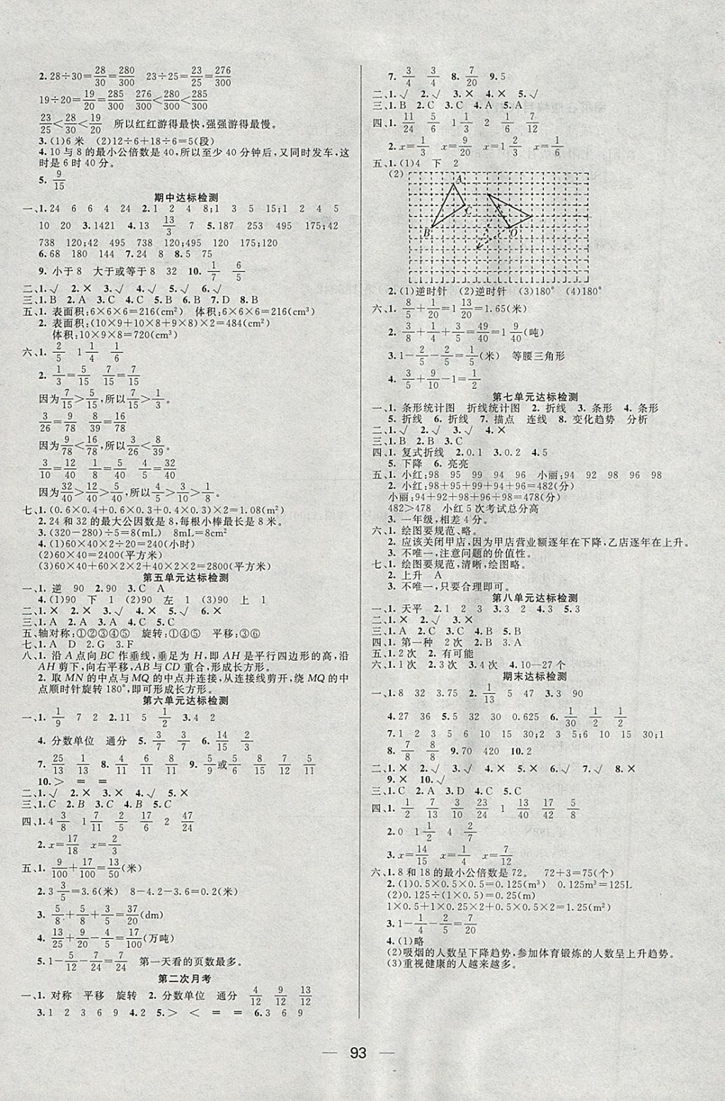 2018年好成績1加1學(xué)習(xí)導(dǎo)航五年級數(shù)學(xué)下冊人教版 參考答案第7頁