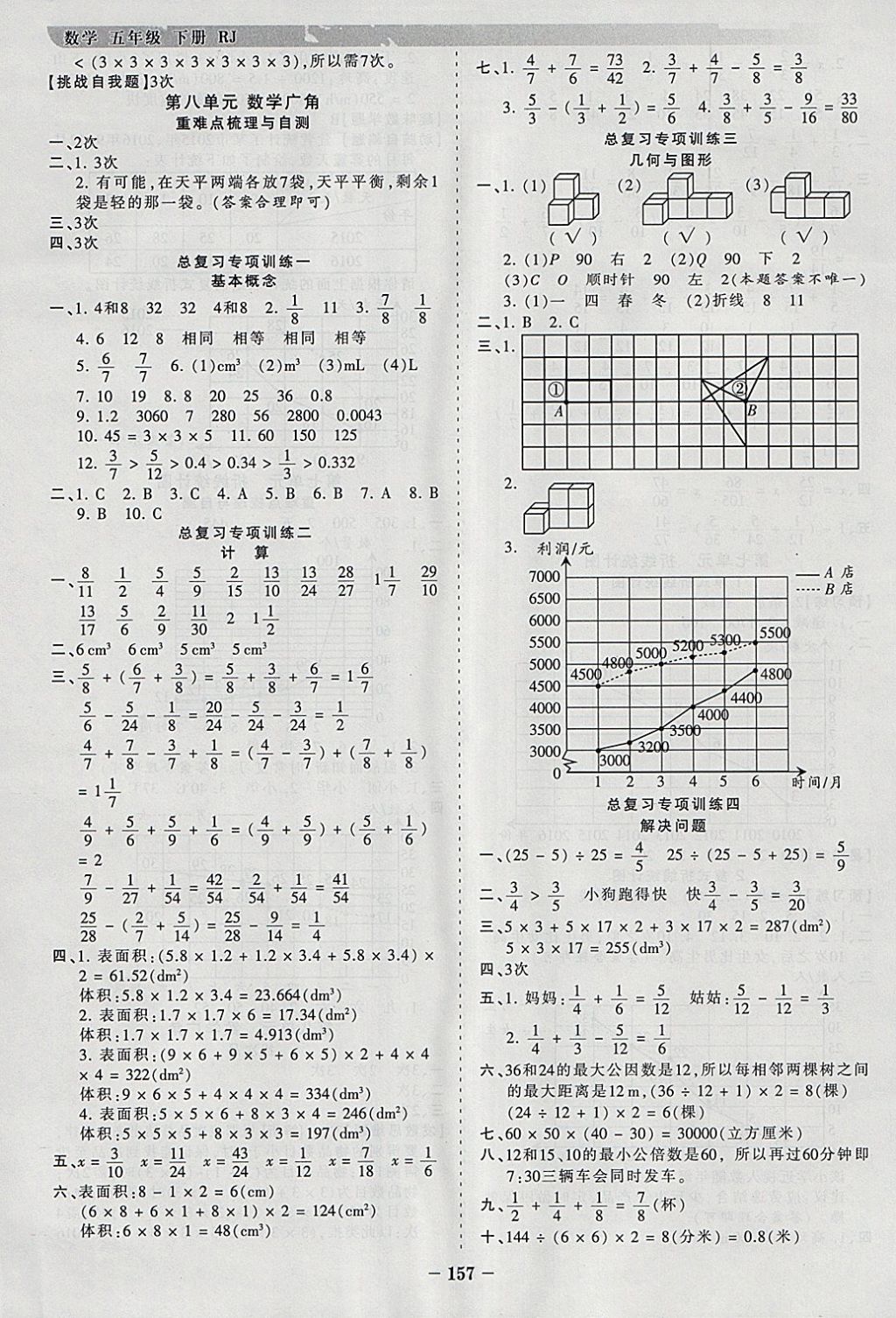 2018年王朝霞德才兼?zhèn)渥鳂I(yè)創(chuàng)新設(shè)計五年級數(shù)學(xué)下冊人教版 參考答案第9頁