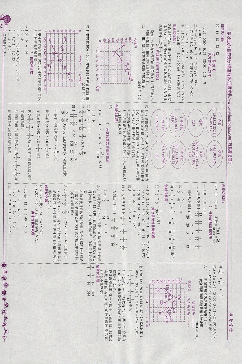 2018年全优训练零失误优化作业本五年级数学下册北京版 参考答案第6页