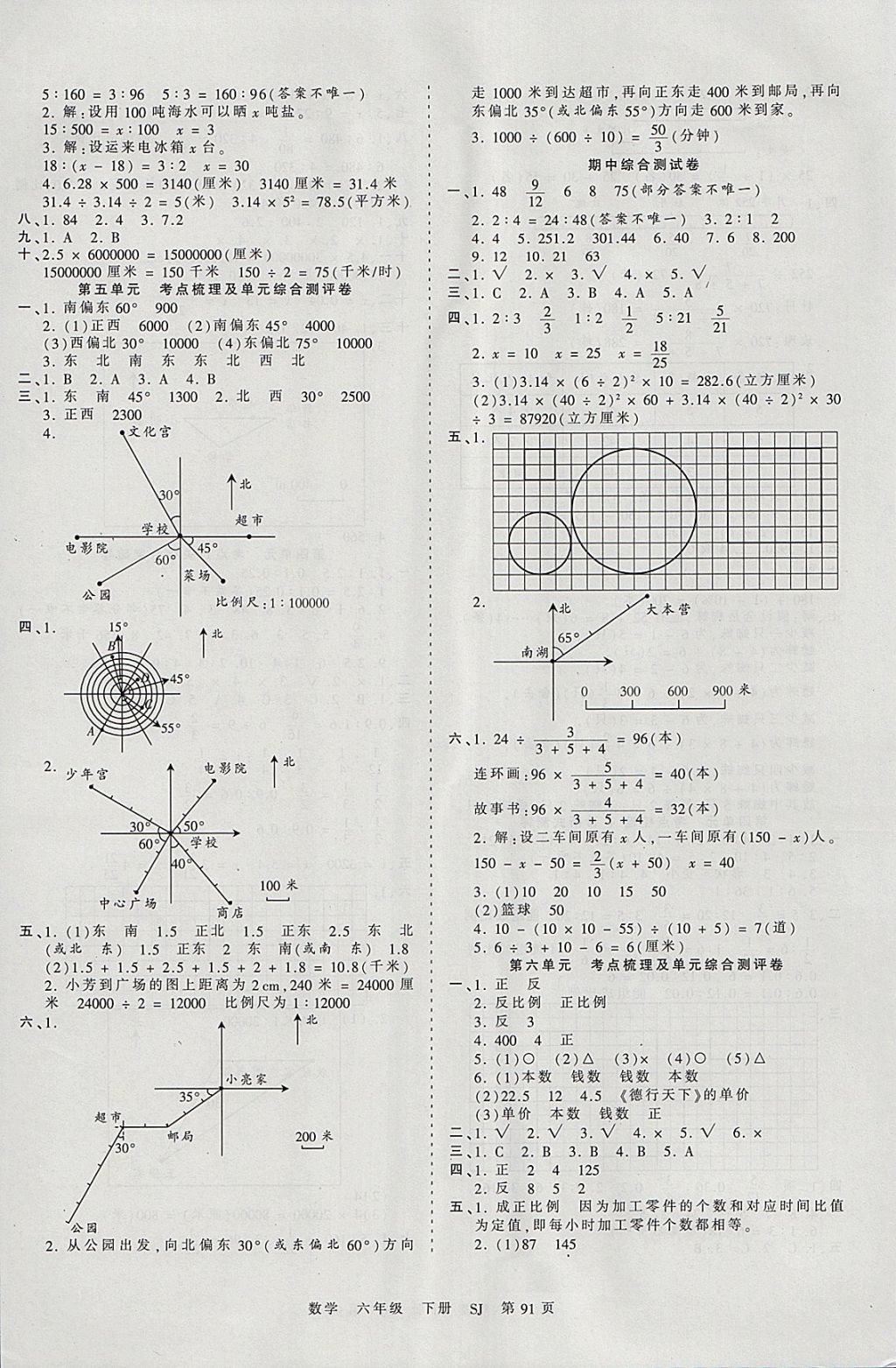 2018年王朝霞考點梳理時習(xí)卷六年級數(shù)學(xué)下冊蘇教版 參考答案第3頁