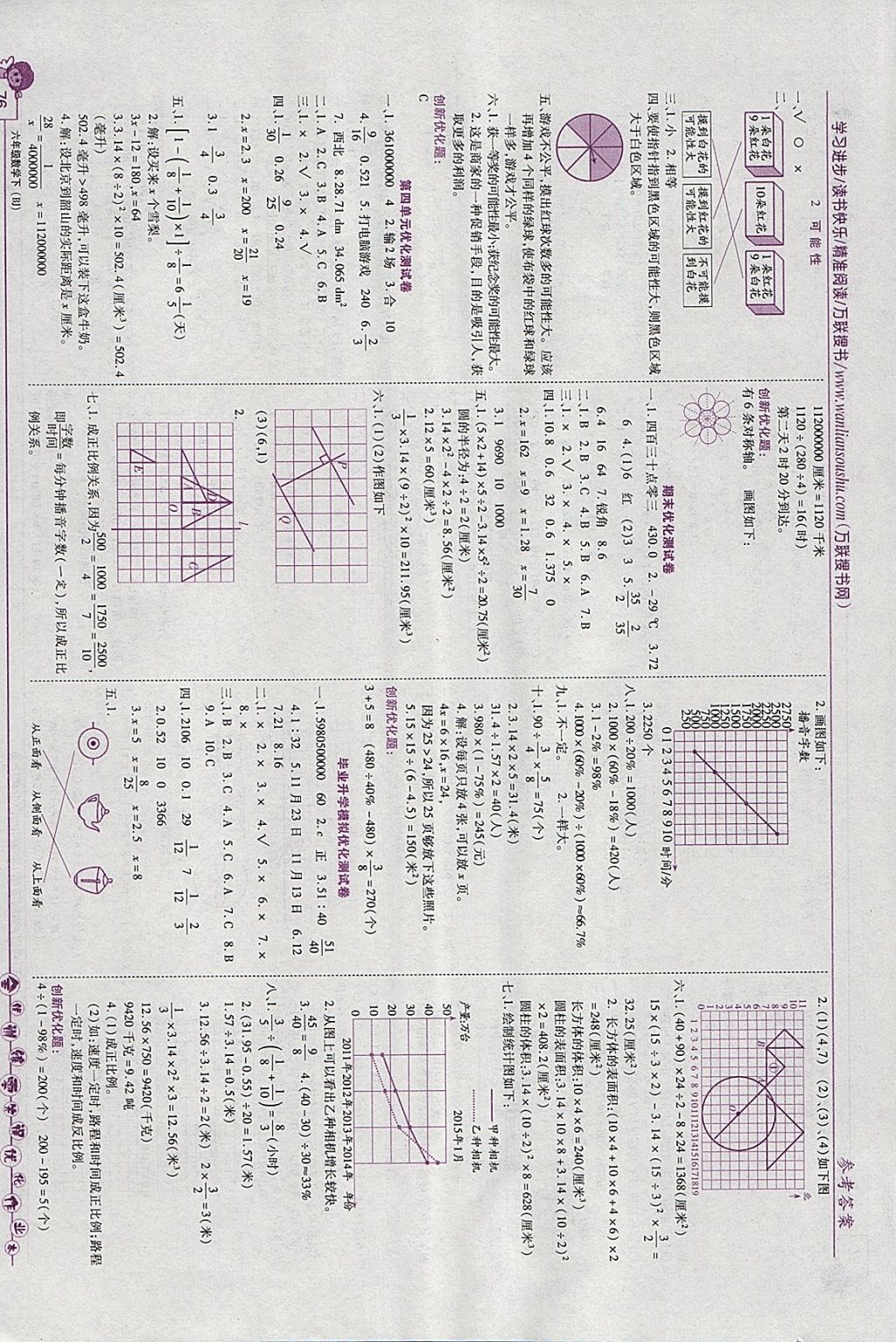 2018年全優(yōu)訓(xùn)練零失誤優(yōu)化作業(yè)本六年級數(shù)學(xué)下冊北京版 參考答案第6頁