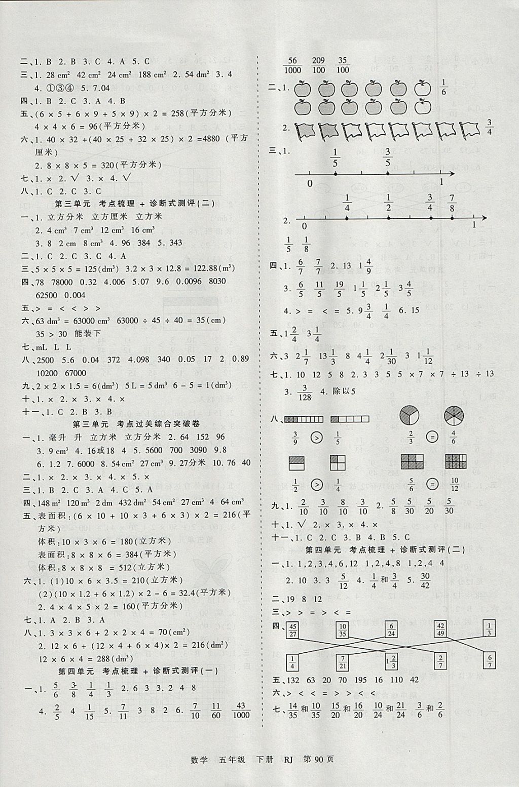 2018年王朝霞考點梳理時習卷五年級數(shù)學下冊人教版 參考答案第2頁