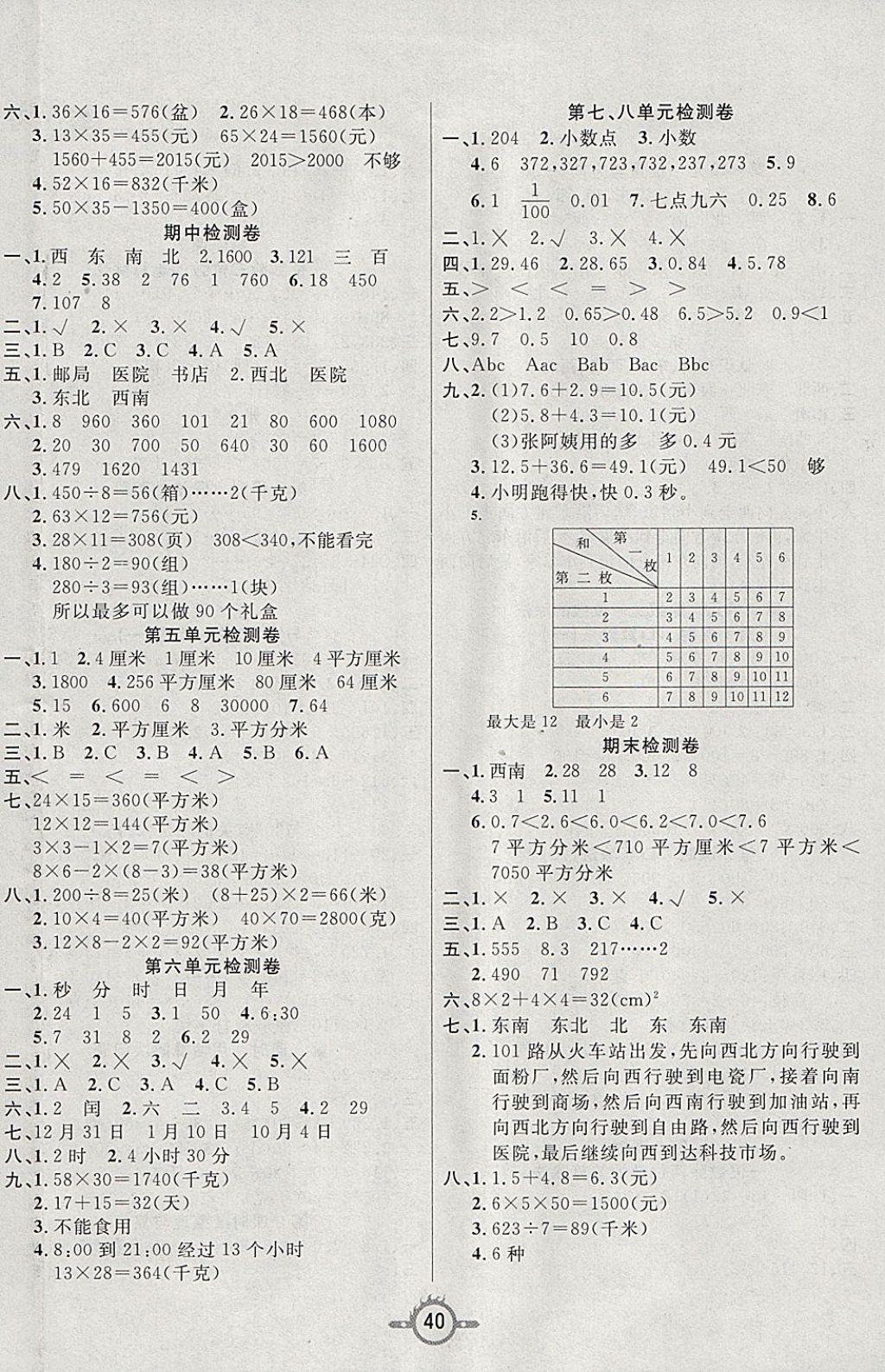 2018年创新课课练三年级数学下册人教版 参考答案第4页