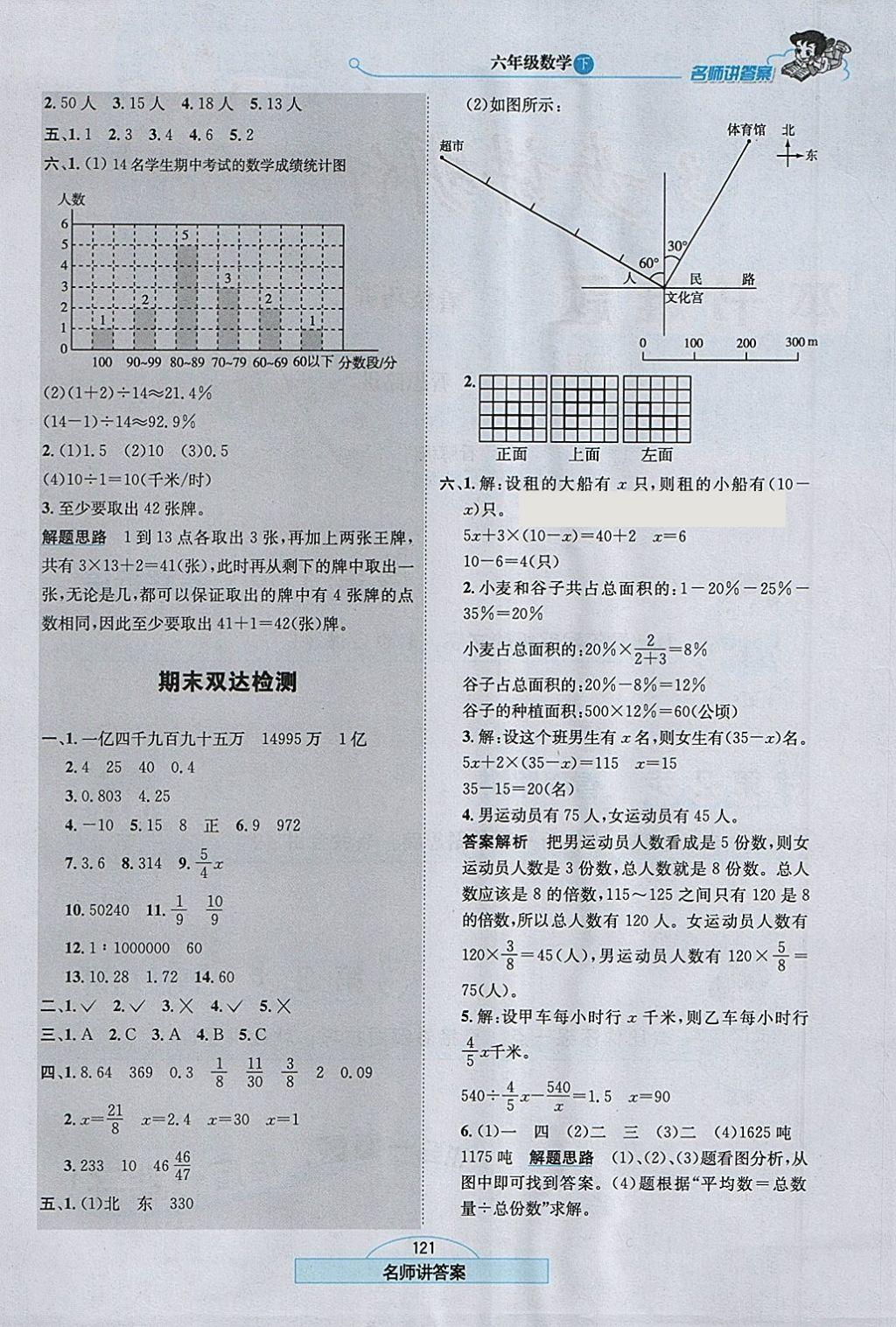 2018年走向优等生六年级数学下册北师大版 参考答案第14页