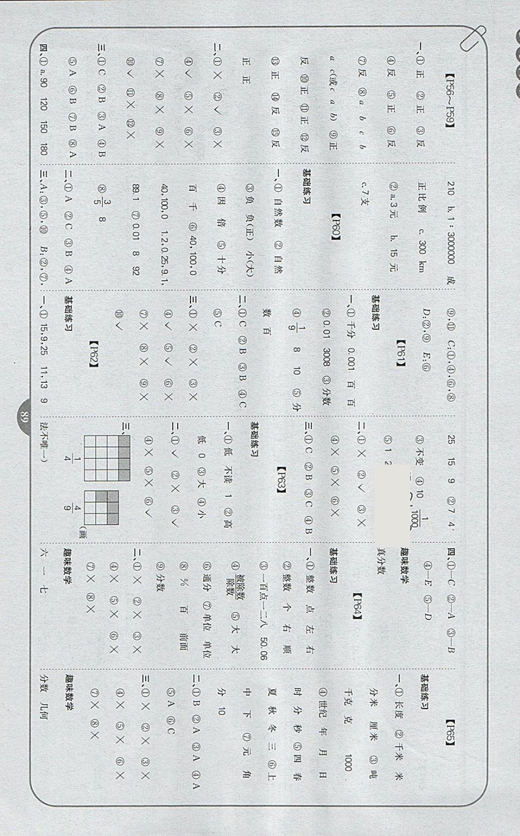 2018年培優(yōu)口算題卡六年級(jí)下冊江蘇版 參考答案第7頁