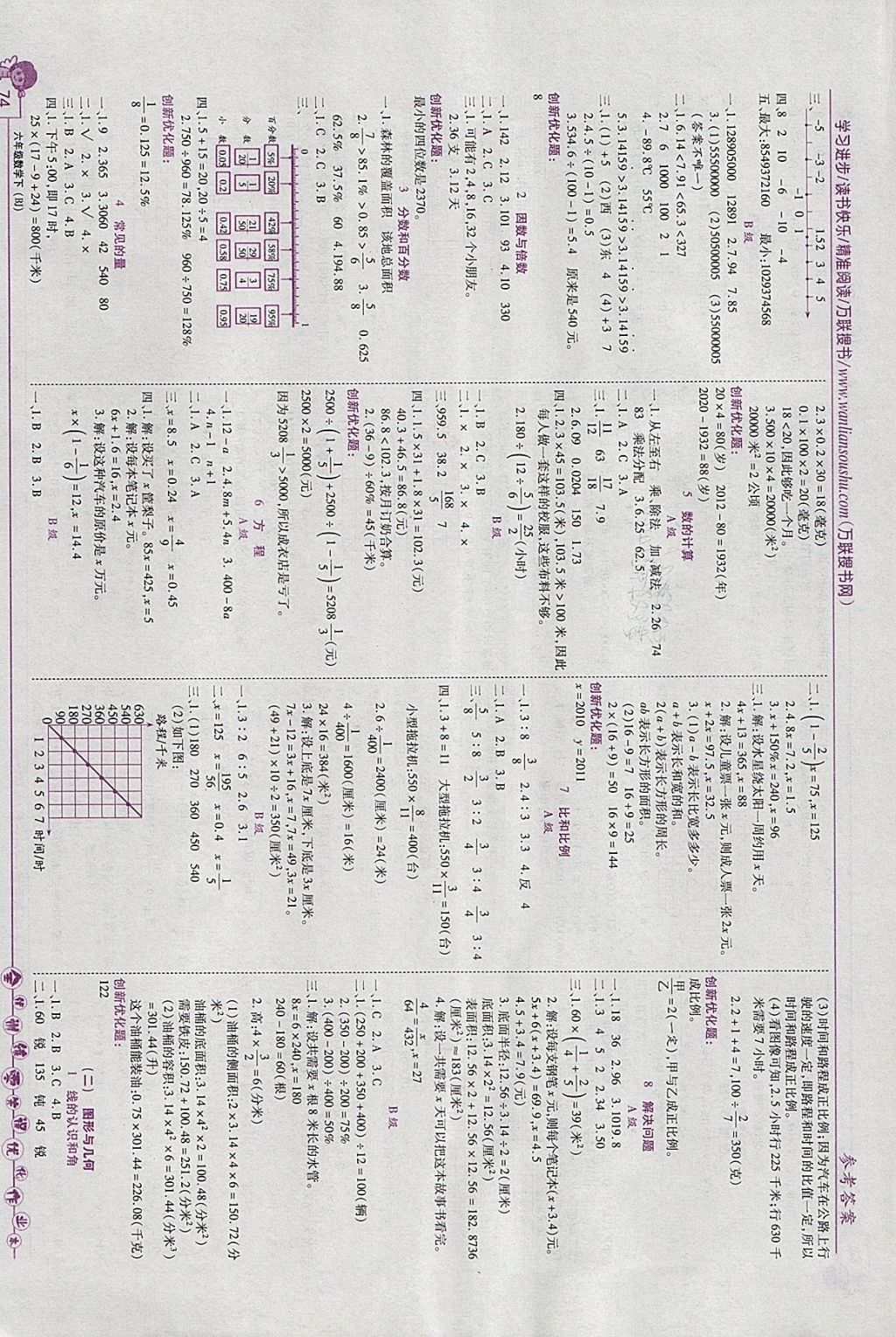 2018年全優(yōu)訓練零失誤優(yōu)化作業(yè)本六年級數(shù)學下冊北京版 參考答案第4頁