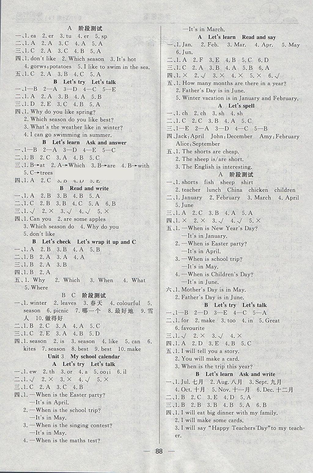 2018年好成績1加1學(xué)習(xí)導(dǎo)航五年級英語下冊人教版 參考答案第2頁