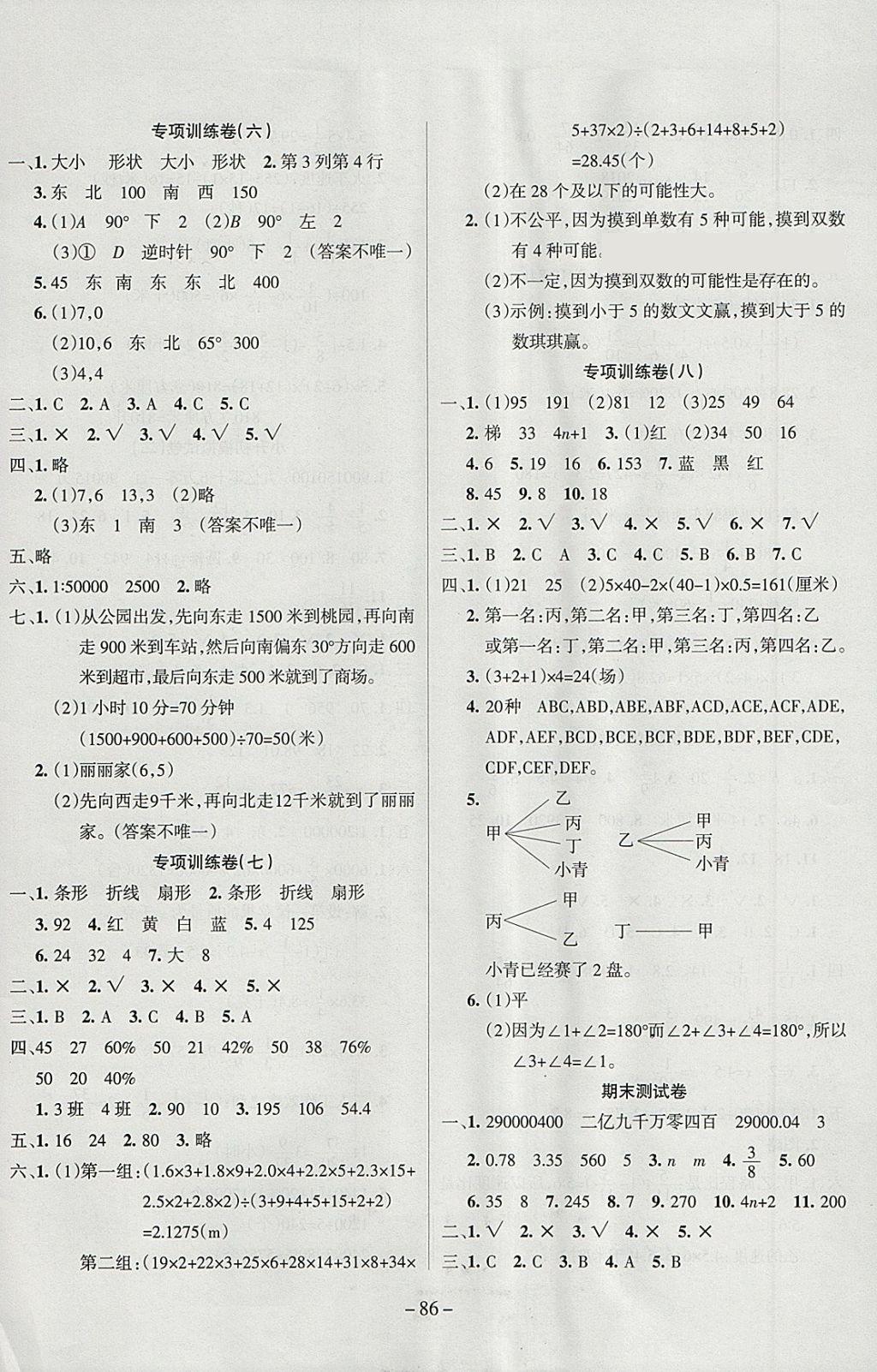 2018年金考卷单元考点梳理六年级数学下册人教版 参考答案第6页