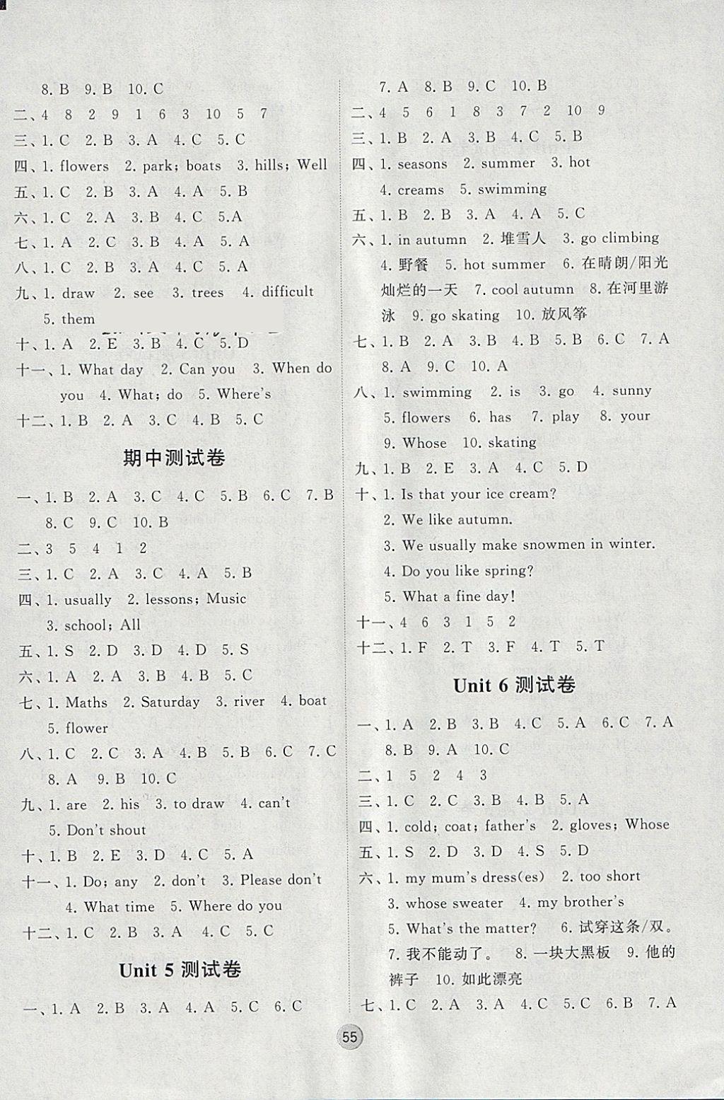 2018年經(jīng)綸學典棒棒堂四年級英語下冊江蘇版 參考答案第15頁