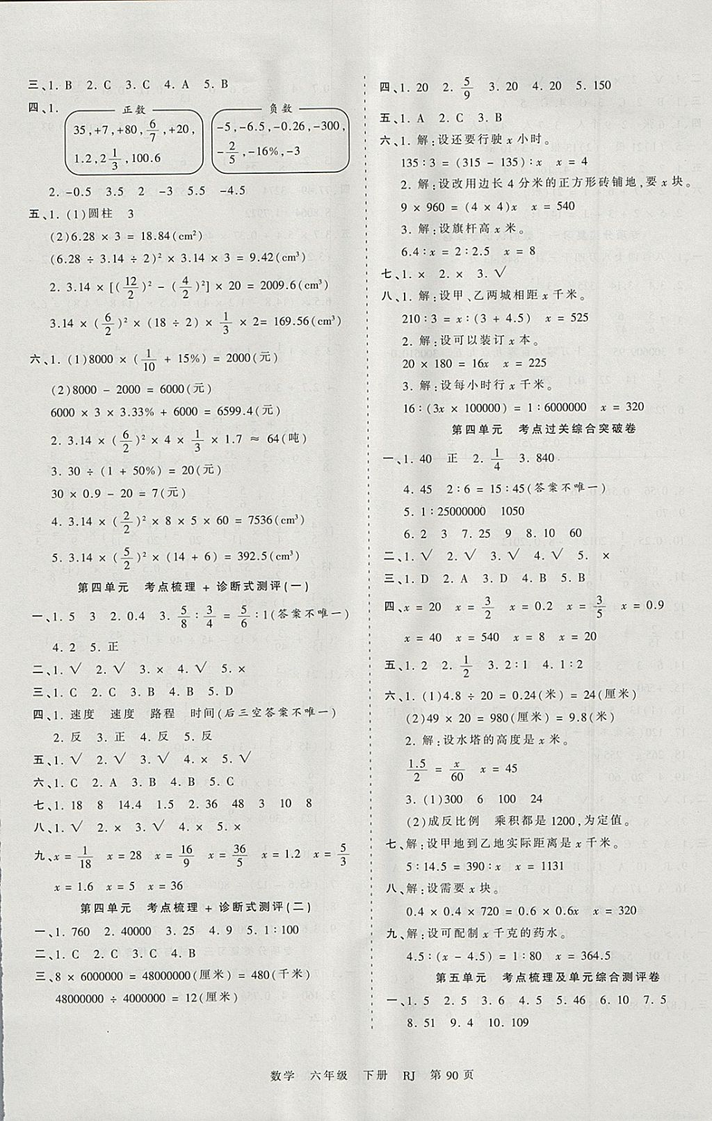 2018年王朝霞考點(diǎn)梳理時(shí)習(xí)卷六年級(jí)數(shù)學(xué)下冊(cè)人教版 參考答案第2頁(yè)