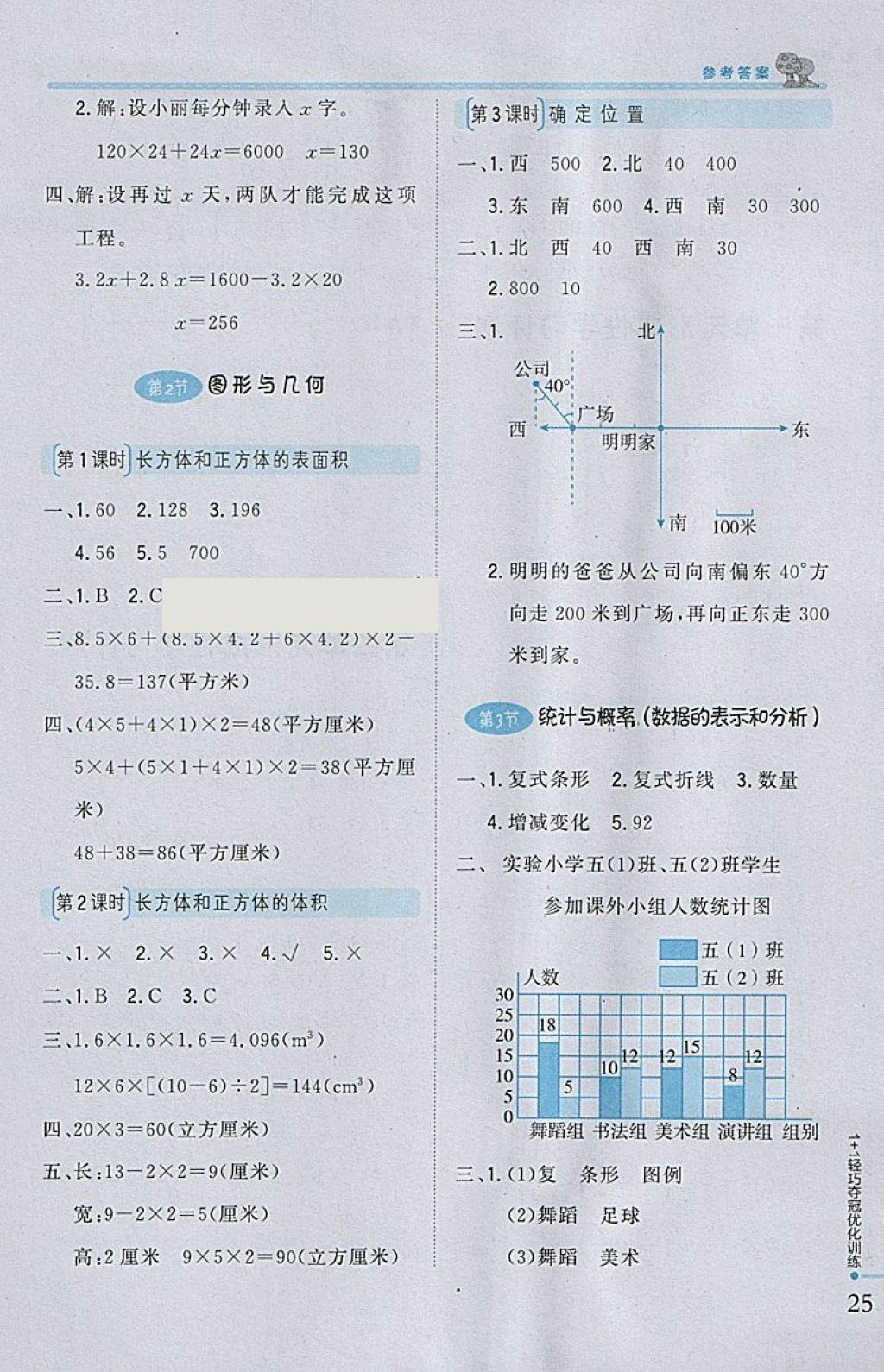 2018年1加1輕巧奪冠優(yōu)化訓(xùn)練五年級數(shù)學(xué)下冊北師大版銀版 參考答案第14頁