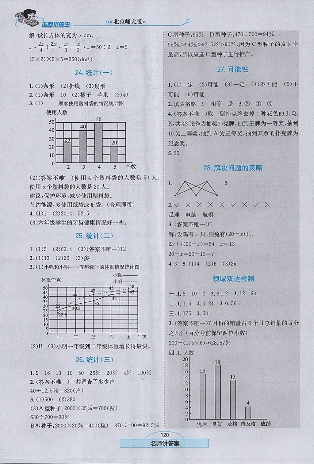 2018年走向优等生六年级数学下册北师大版 参考答案第13页