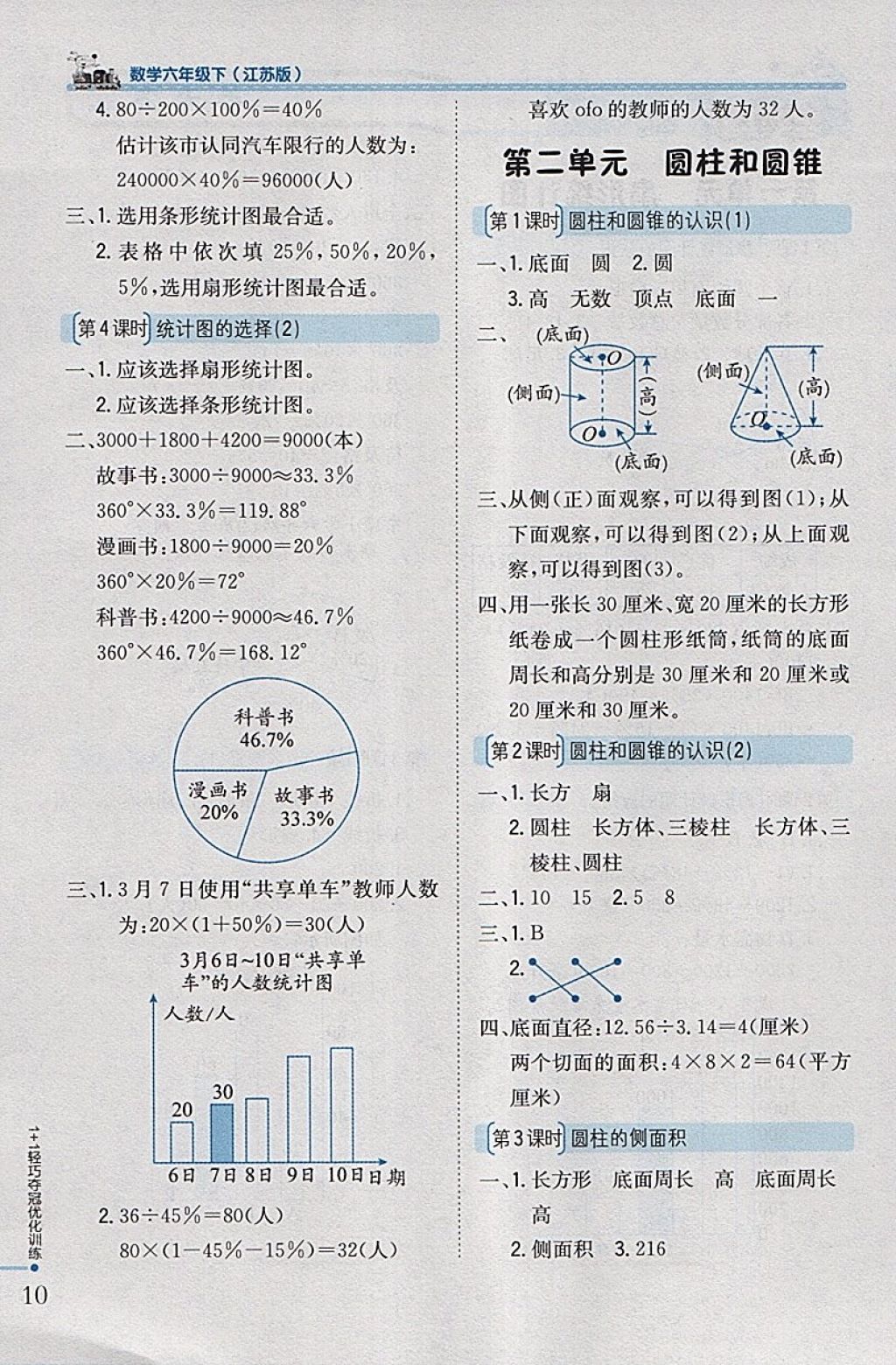 2018年1加1轻巧夺冠优化训练六年级数学下册江苏版银版 参考答案第2页