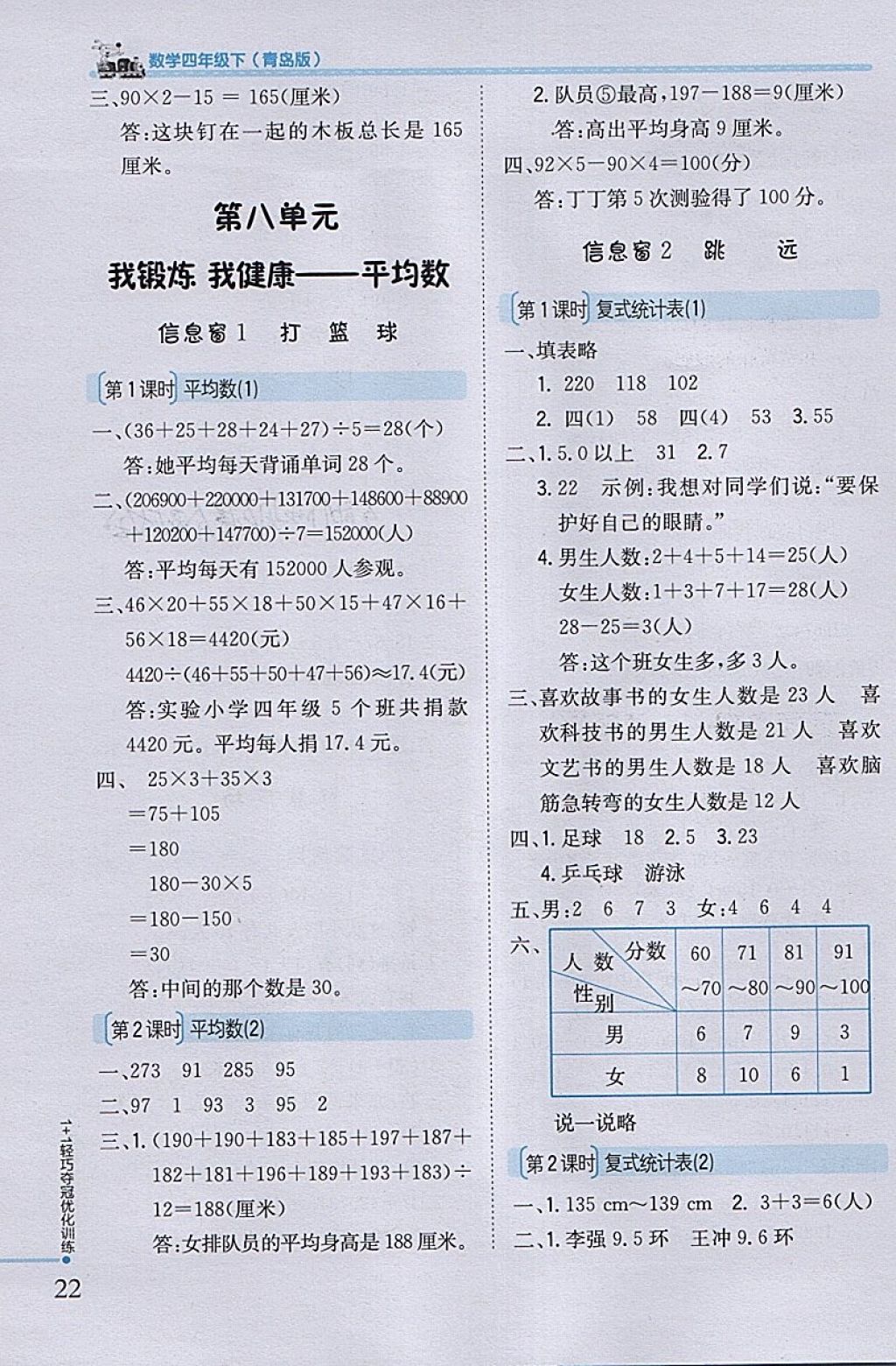 2018年1加1輕巧奪冠優(yōu)化訓(xùn)練四年級(jí)數(shù)學(xué)下冊(cè)青島版銀版 參考答案第10頁(yè)