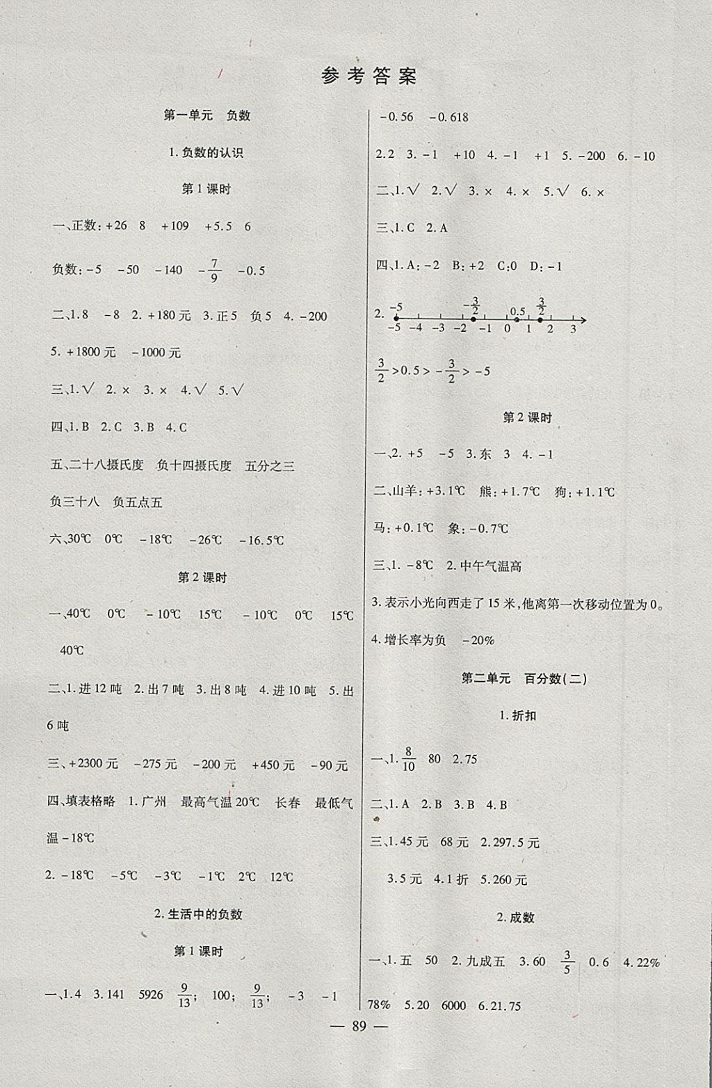 2018年黃岡新課堂六年級數(shù)學(xué)下冊人教版 參考答案第1頁