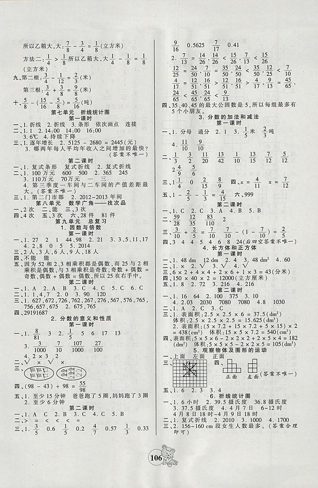 2018年創(chuàng)維新課堂五年級(jí)數(shù)學(xué)下冊(cè)人教版 參考答案第6頁(yè)