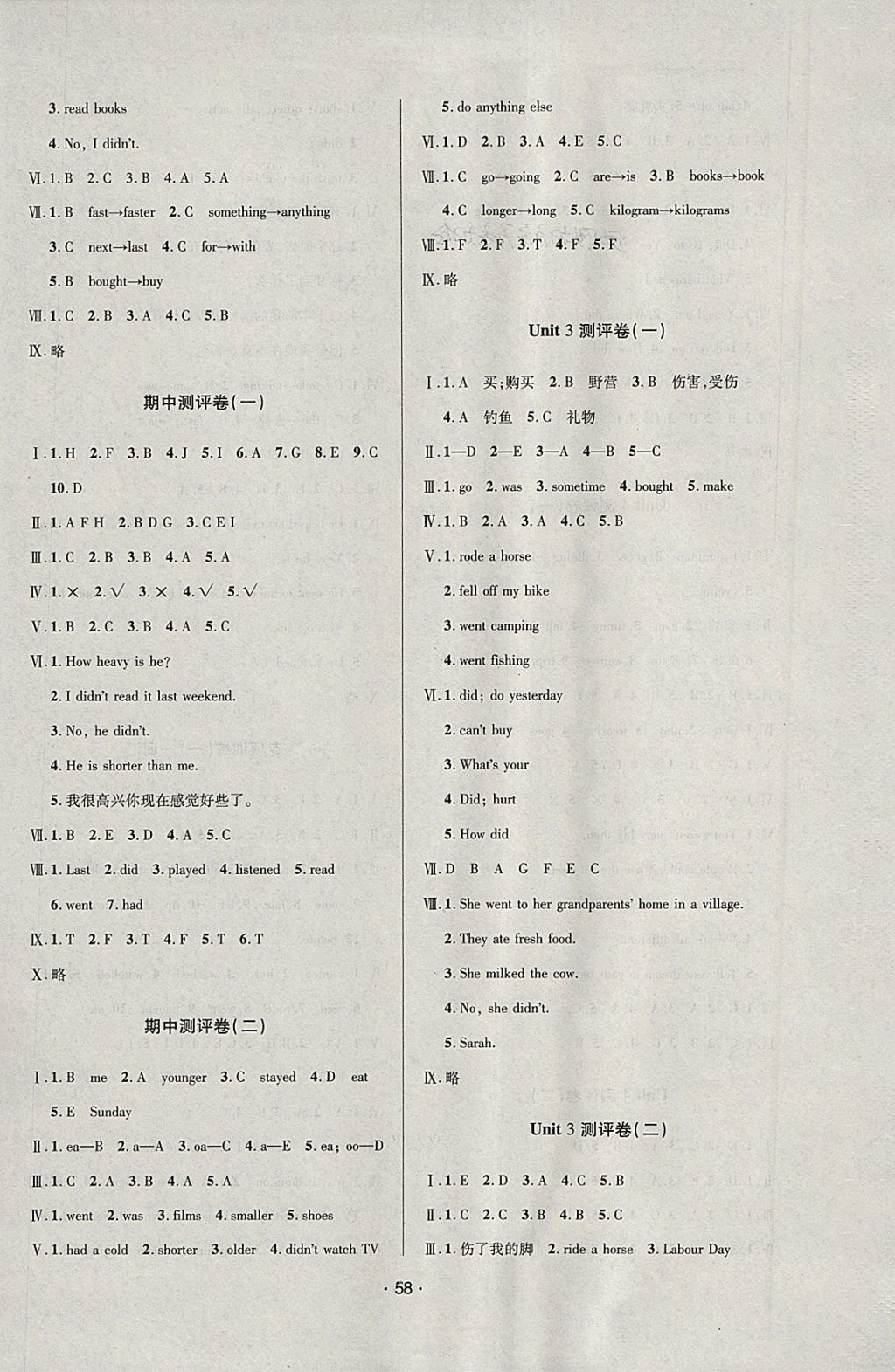 2018年99加1活页卷六年级英语下册人教PEP版 参考答案第2页