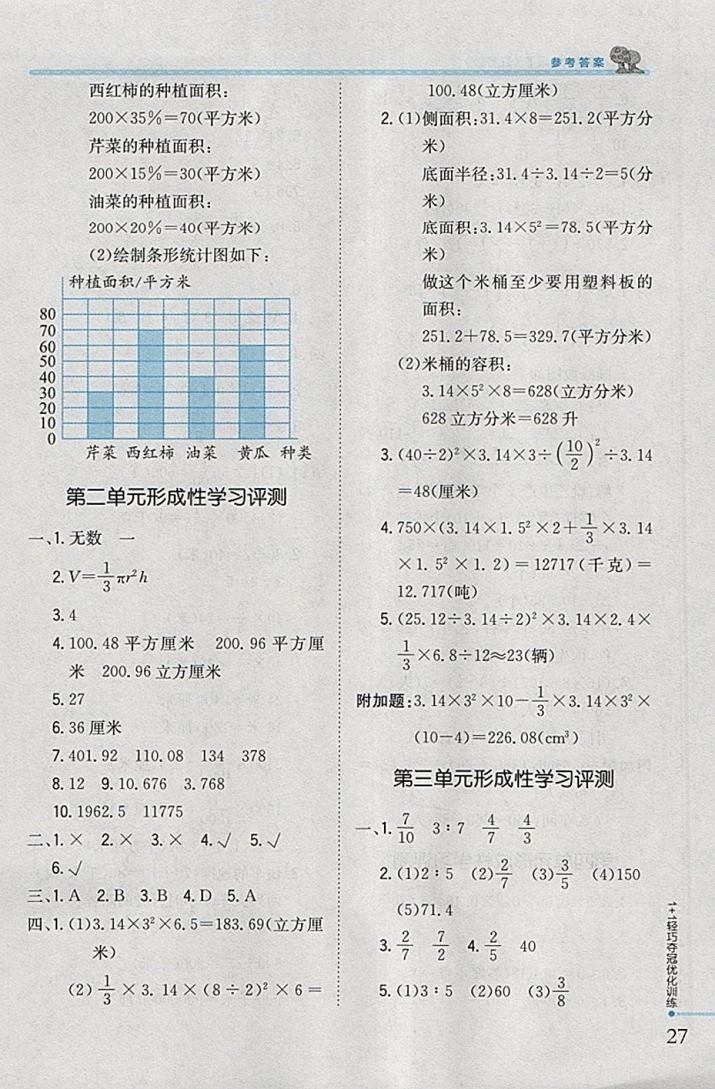 2018年1加1轻巧夺冠优化训练六年级数学下册江苏版银版 参考答案第19页