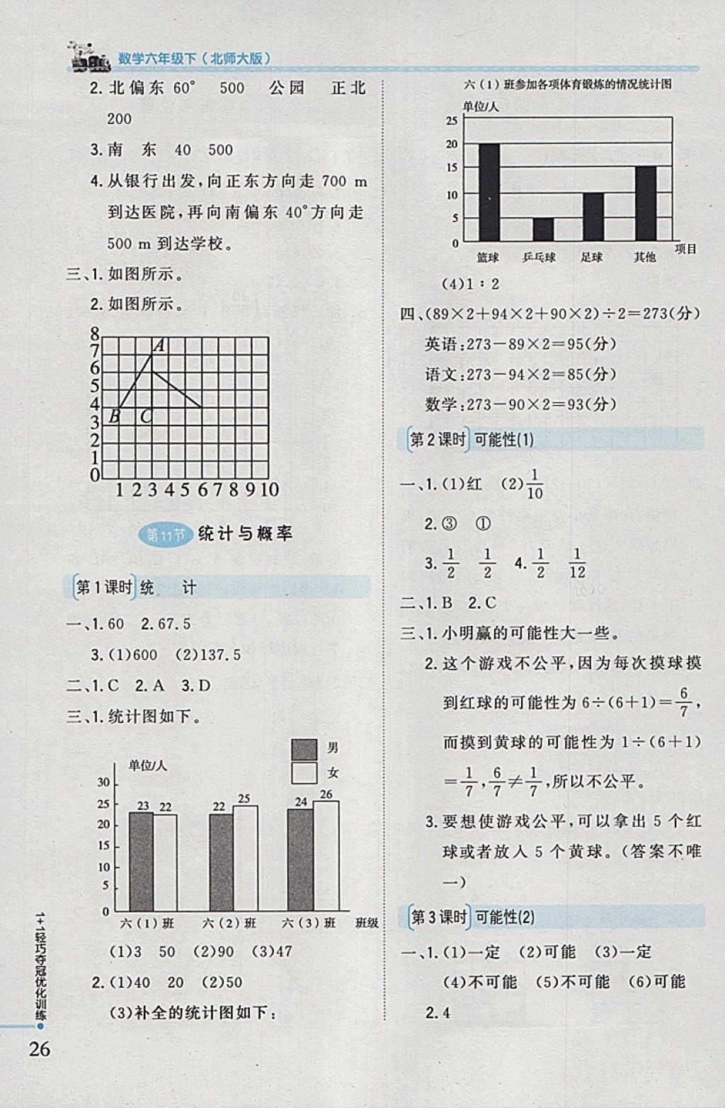 2018年1加1輕巧奪冠優(yōu)化訓(xùn)練六年級(jí)數(shù)學(xué)下冊(cè)北師大版銀版 參考答案第18頁(yè)