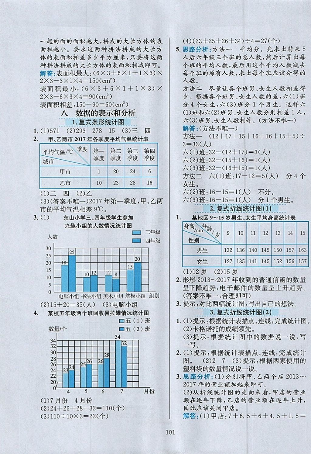 2018年小学教材全练五年级数学下册北师大版 参考答案第13页