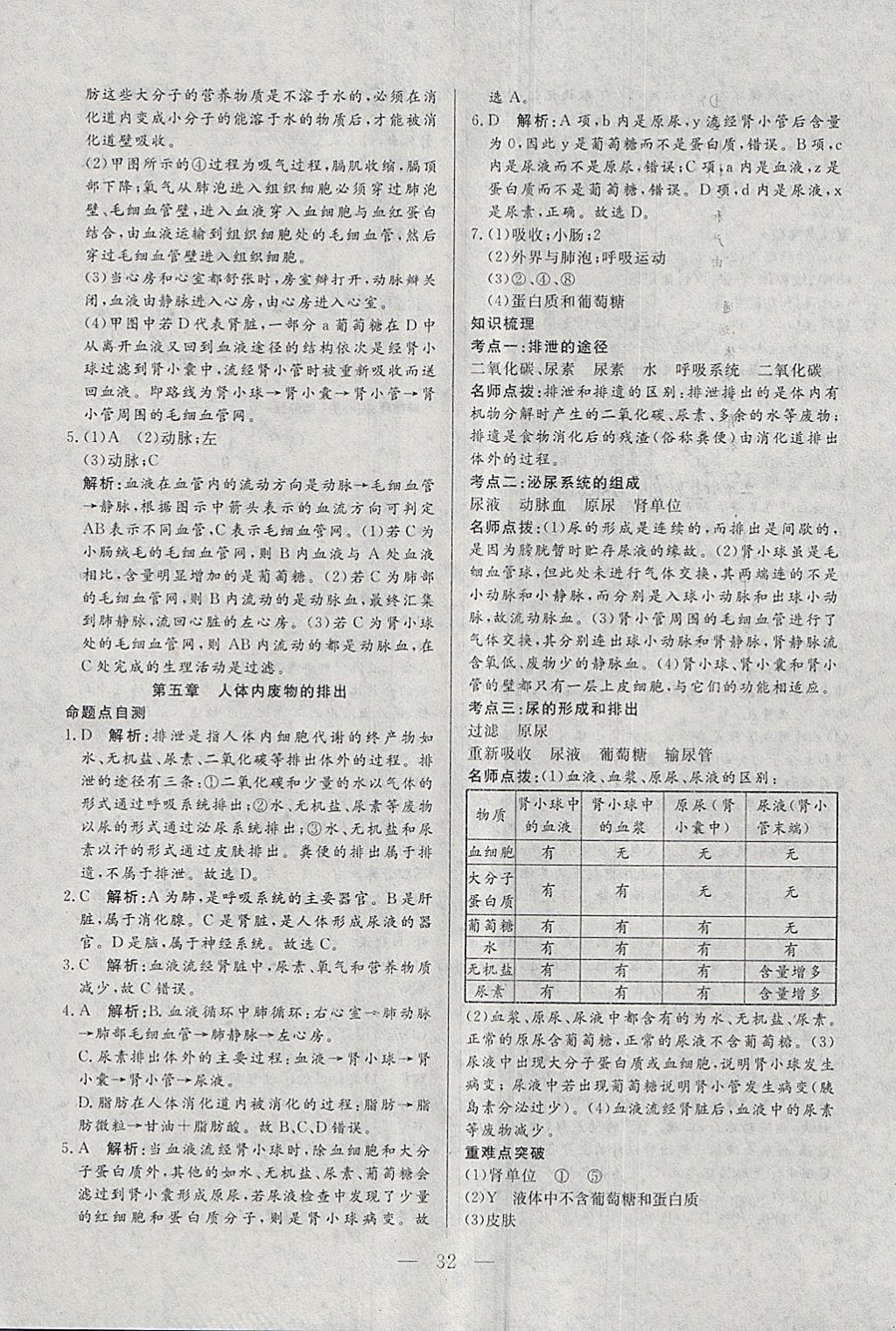 2018年中考一本通生物内蒙古专版 参考答案第32页