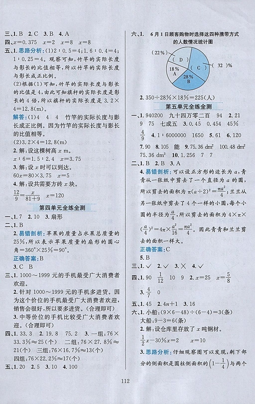 2018年小學(xué)教材全練六年級數(shù)學(xué)下冊西師大版 參考答案第16頁