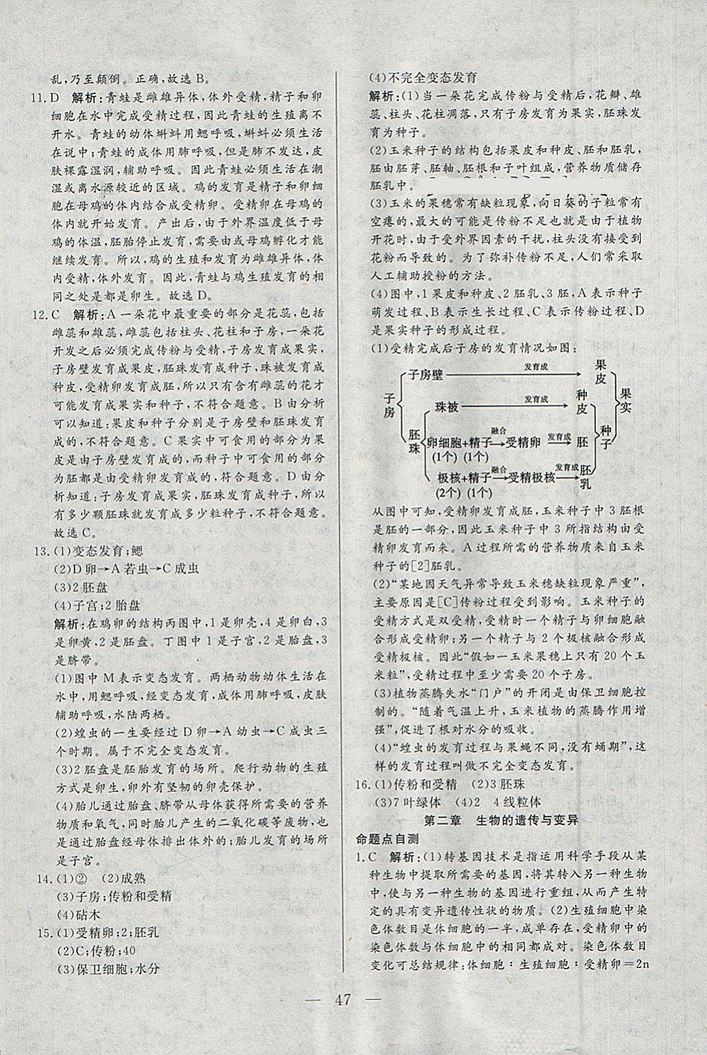 2018年中考一本通生物内蒙古专版 参考答案第47页