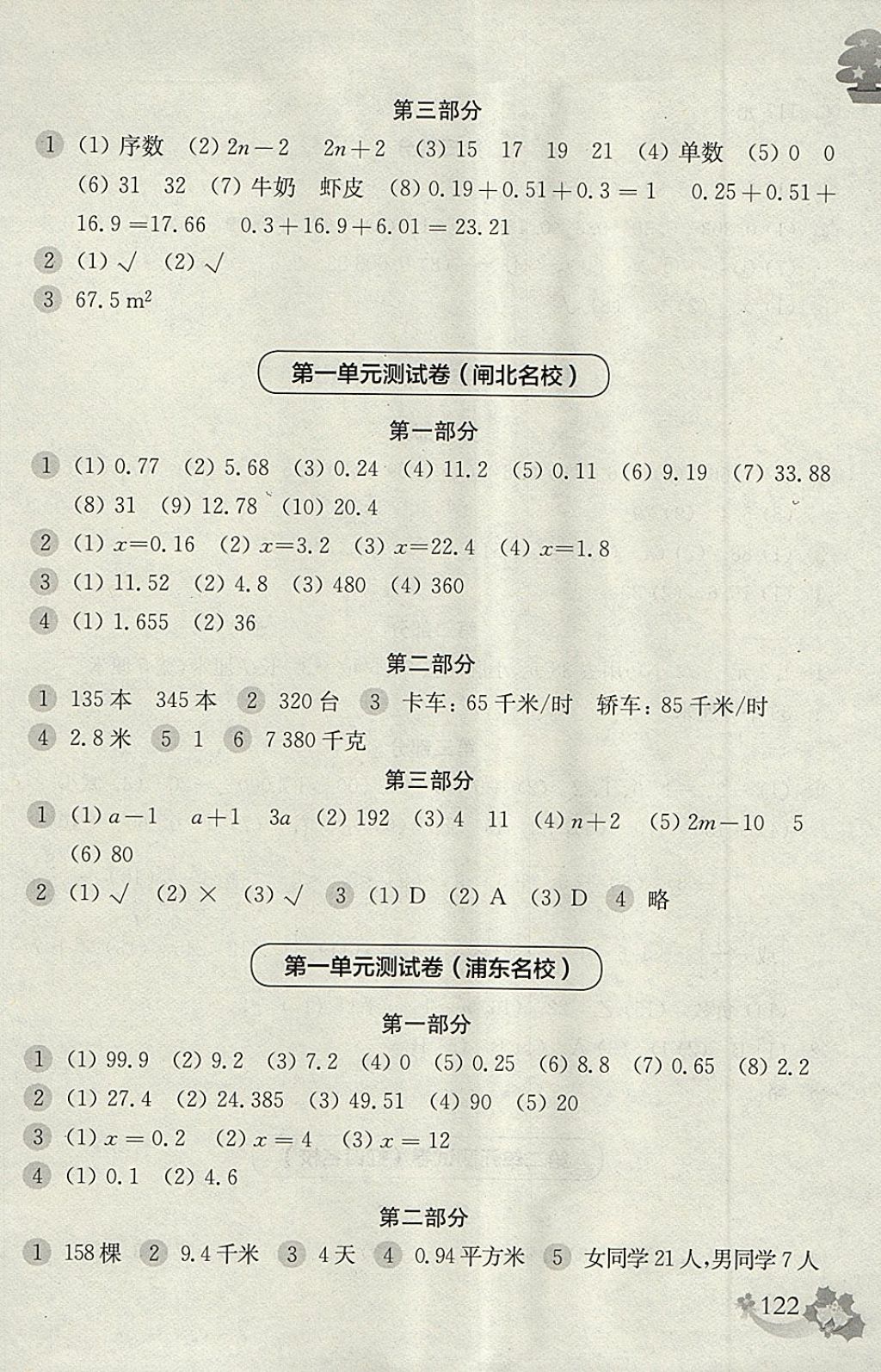 2018年上海名校名卷五年級(jí)數(shù)學(xué)第二學(xué)期 參考答案第2頁(yè)