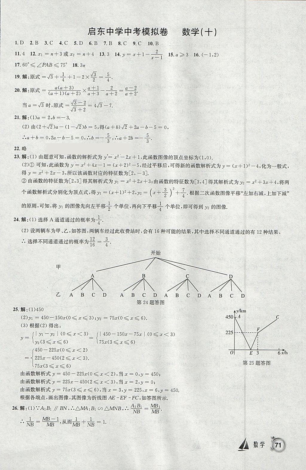 2018年啟東中學(xué)中考模擬卷數(shù)學(xué) 參考答案第30頁