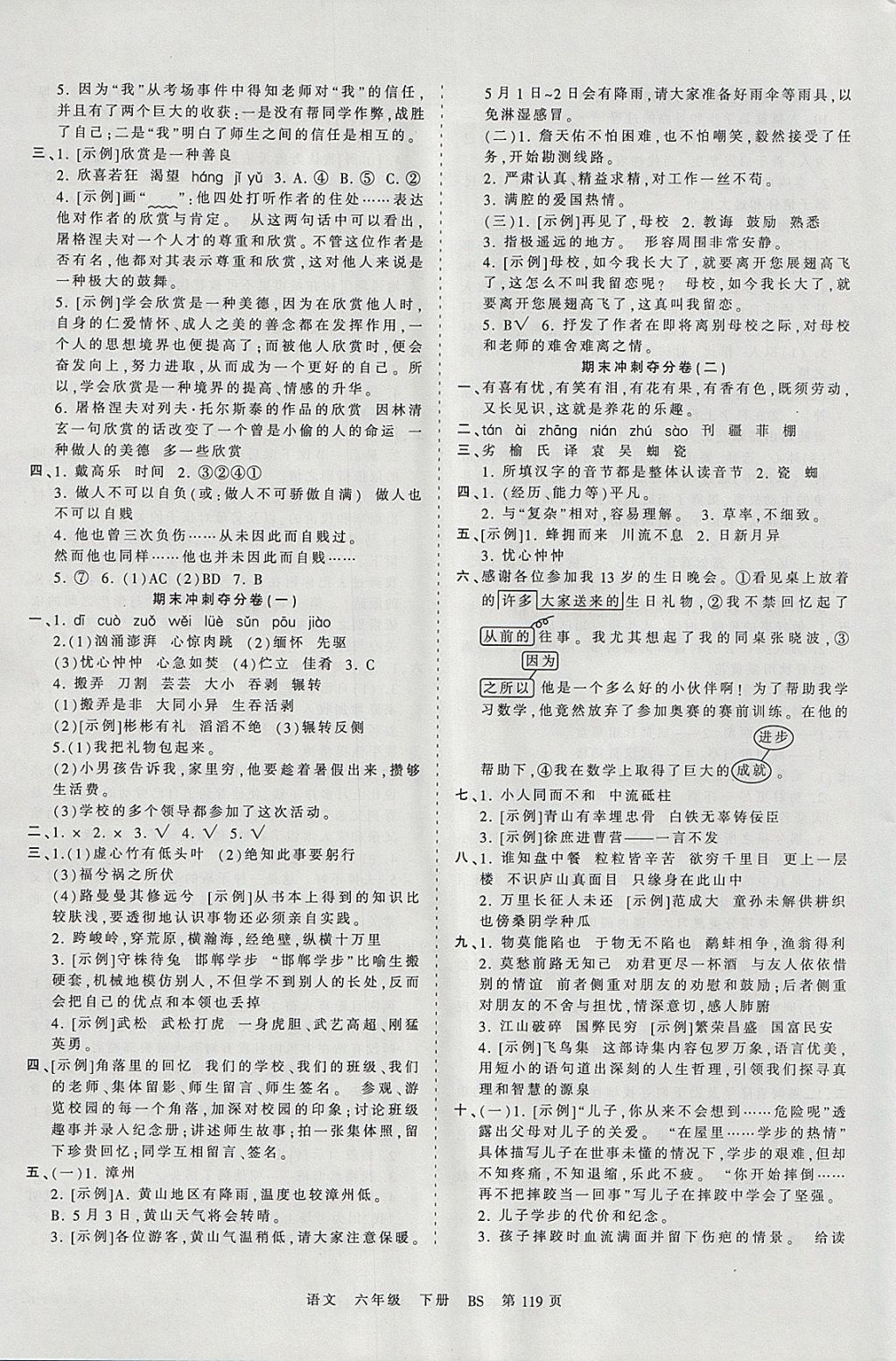 2018年王朝霞考點(diǎn)梳理時(shí)習(xí)卷六年級(jí)語(yǔ)文下冊(cè)北師大版 參考答案第11頁(yè)