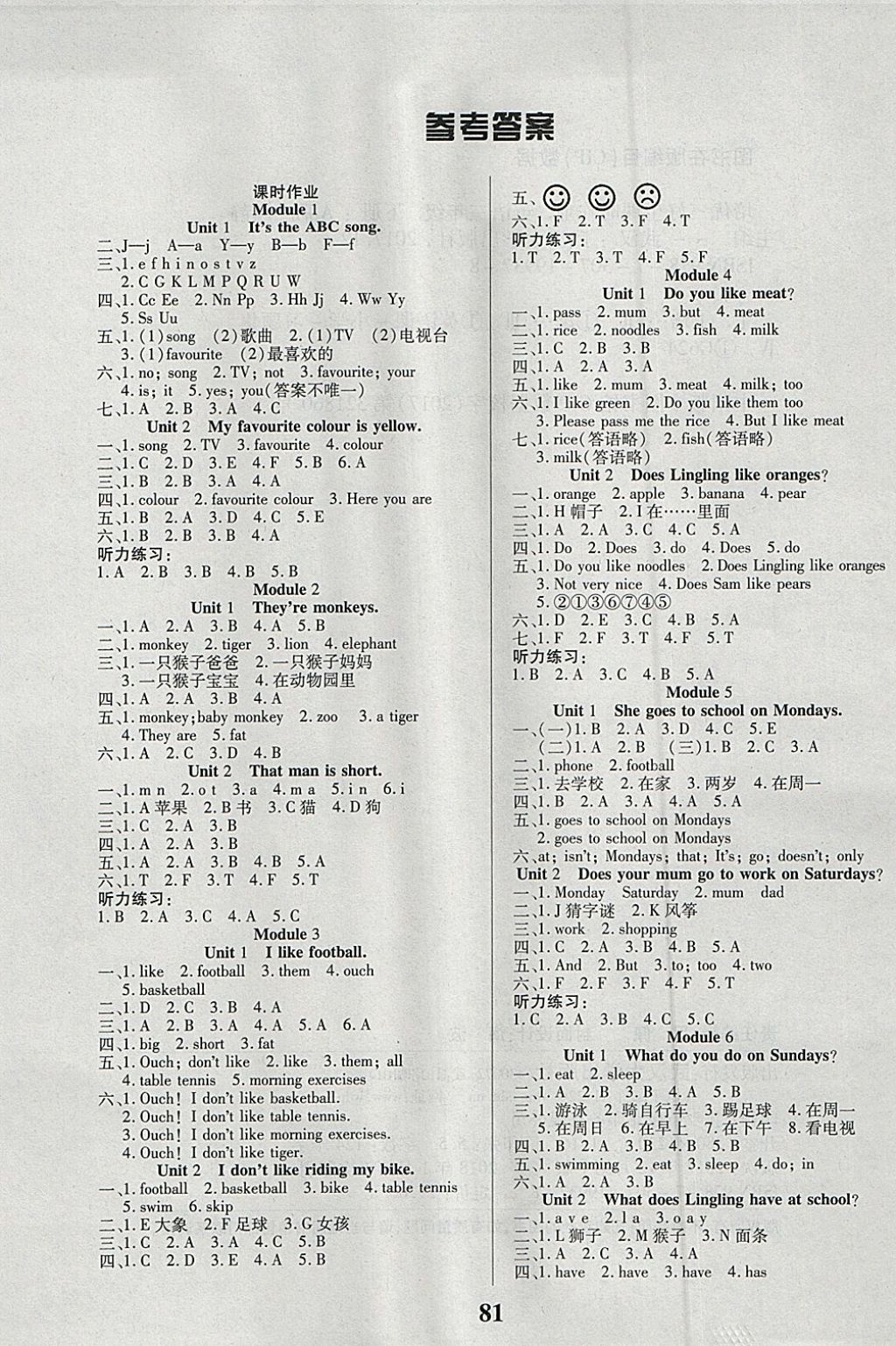 2018年培優(yōu)三好生課時作業(yè)三年級英語下冊A版 參考答案第1頁