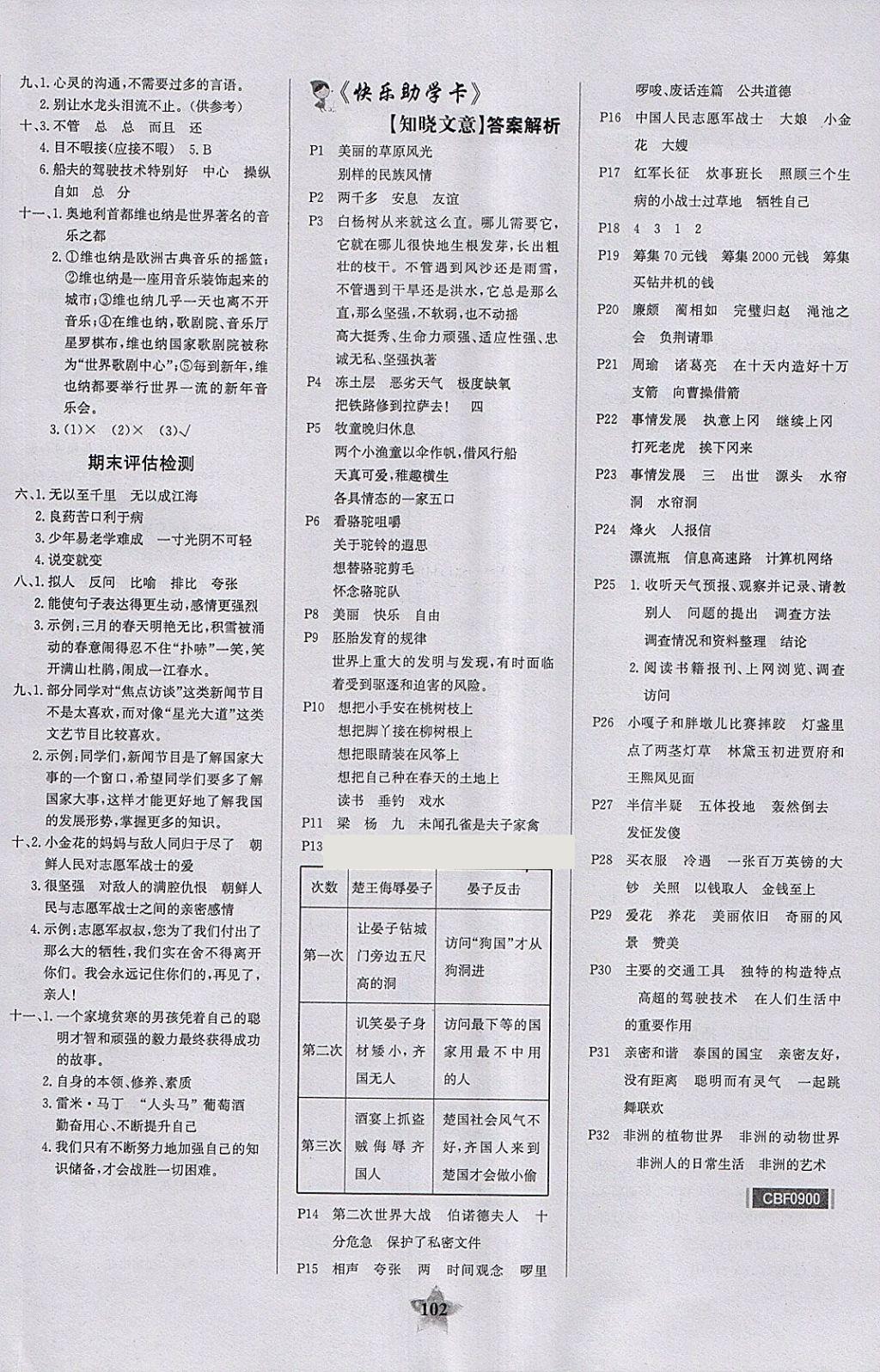 2018年世紀(jì)金榜金榜小博士五年級(jí)語(yǔ)文下冊(cè) 參考答案第8頁(yè)