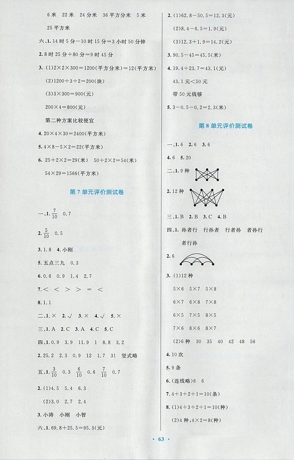 2018年小學(xué)同步測(cè)控優(yōu)化設(shè)計(jì)三年級(jí)數(shù)學(xué)下冊(cè)人教版增強(qiáng)版 參考答案第15頁(yè)